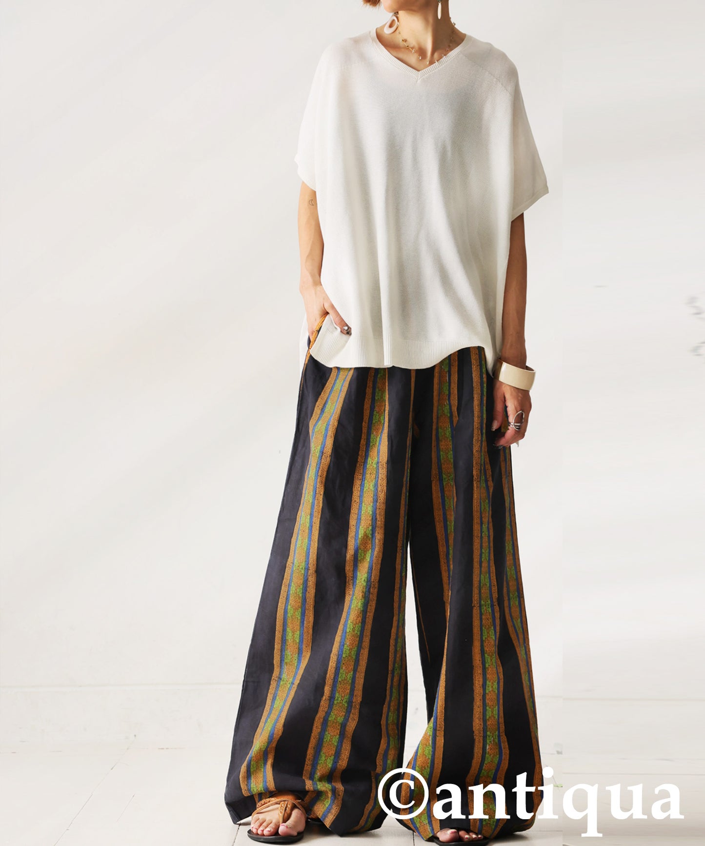 Block Print Wide Pants Ladies