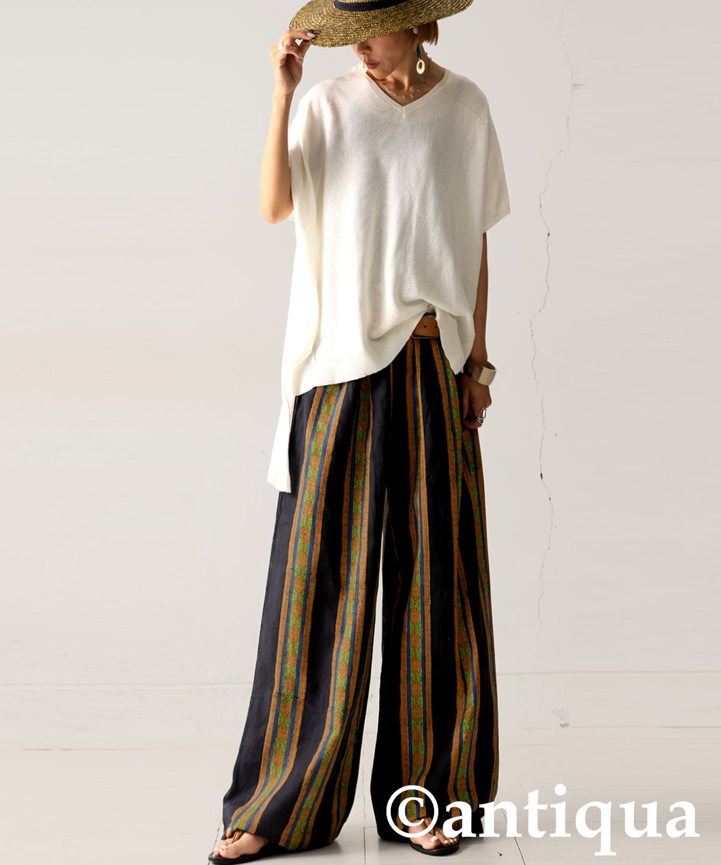 Block Print Wide Pants Ladies