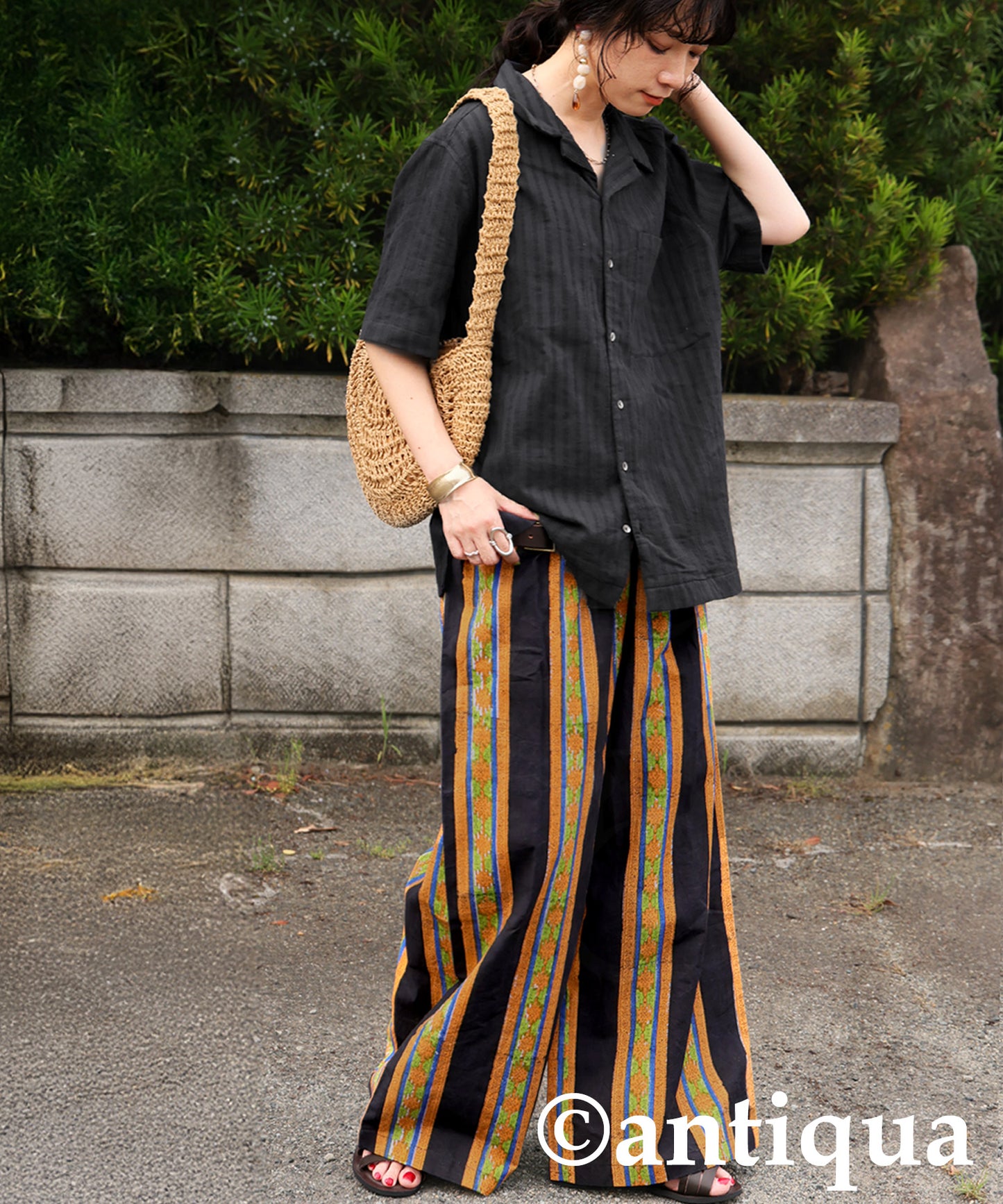 Block Print Wide Pants Ladies