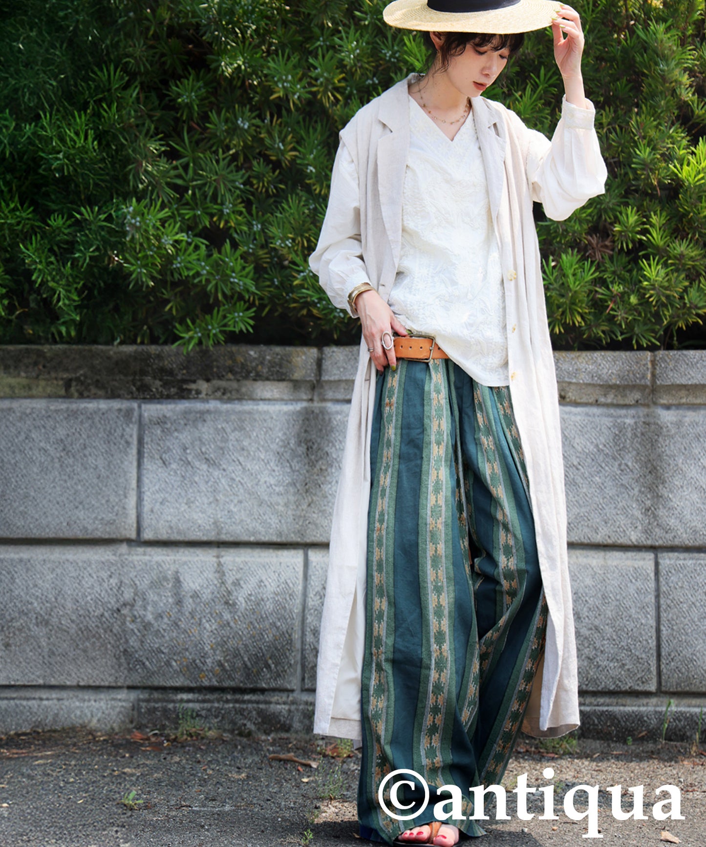 Block Print Wide Pants Ladies