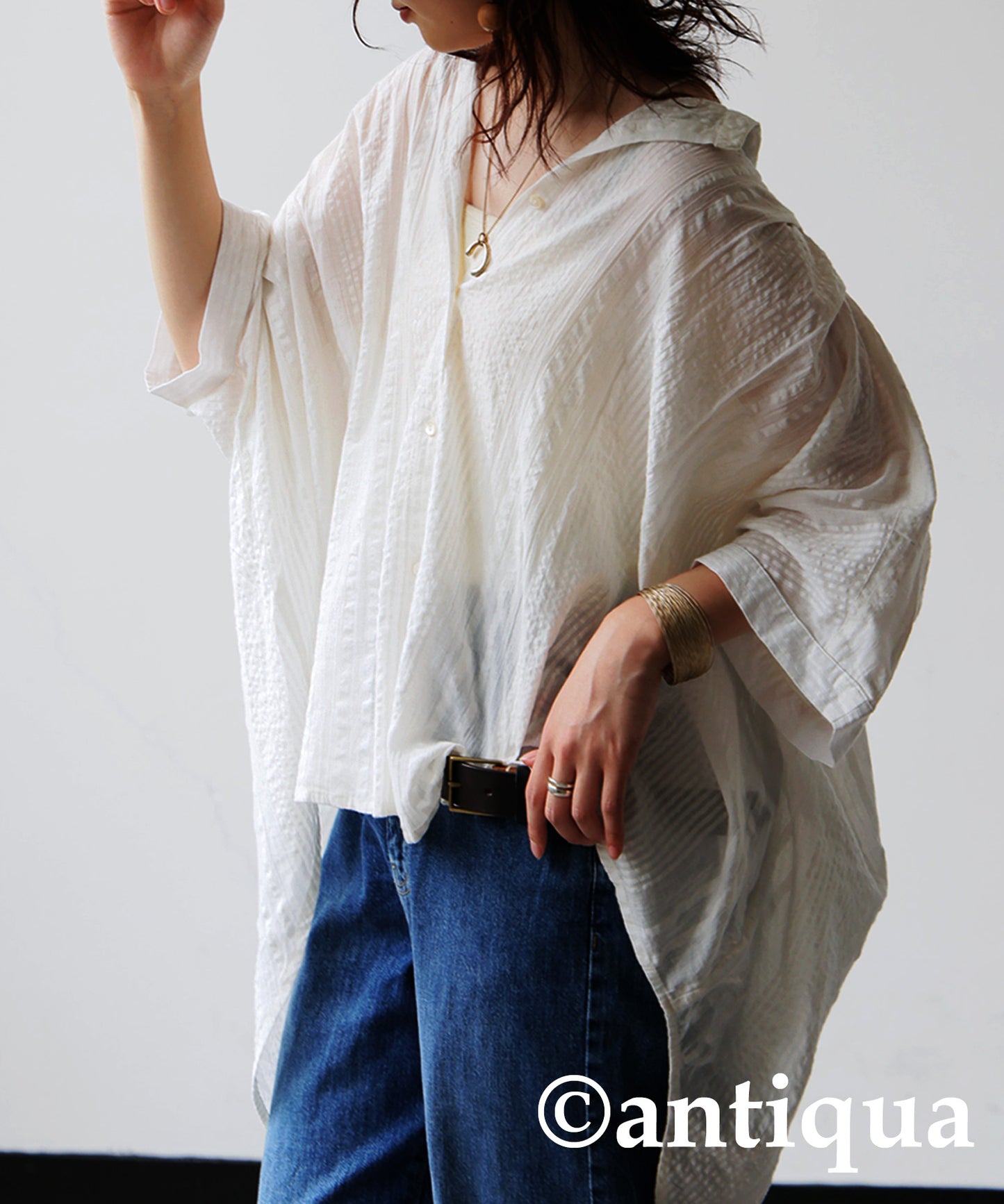 Ladies Indian Cotton Seersucker Shirt
