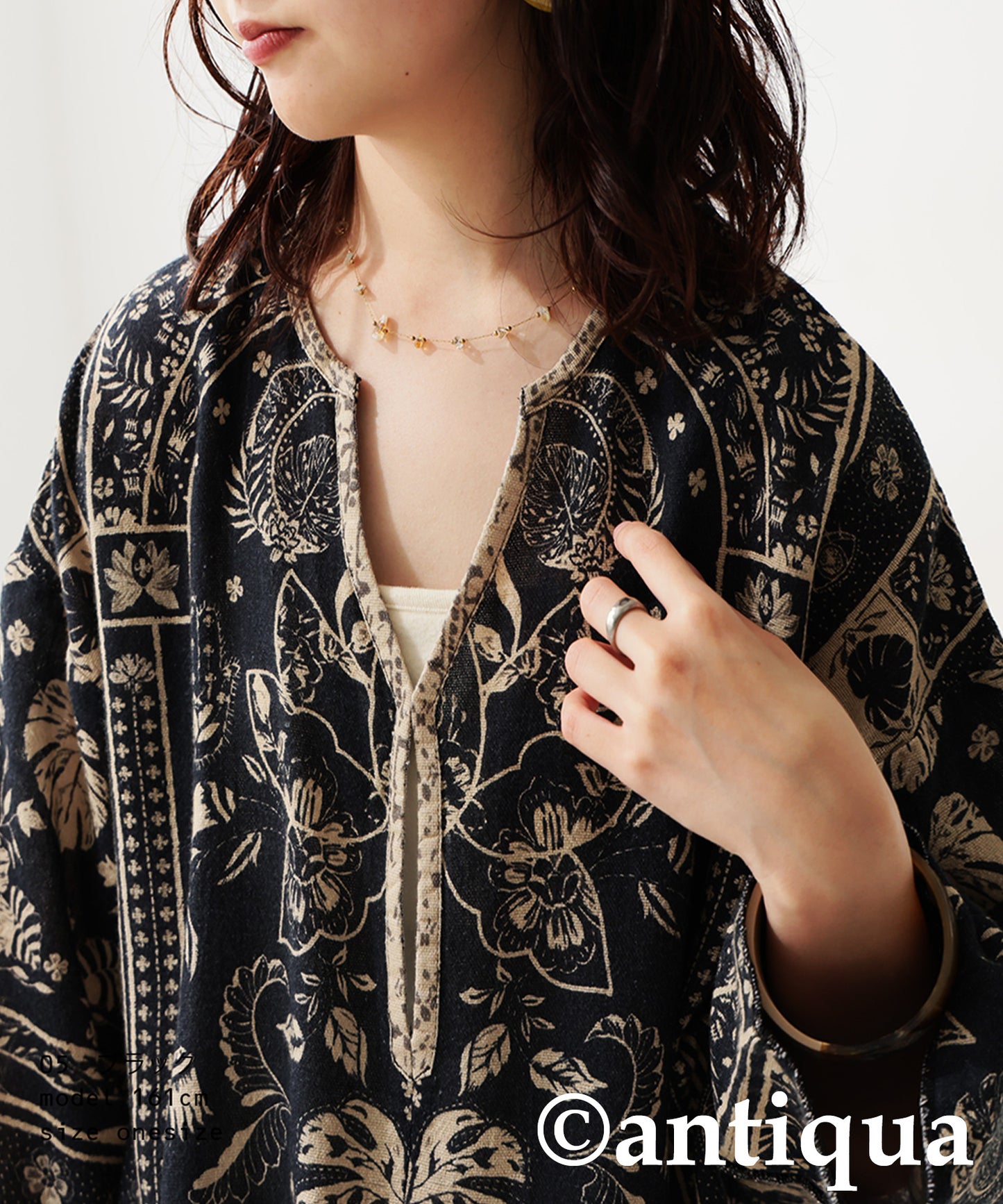 Ladies Ethnic Print Skipper Neck Top