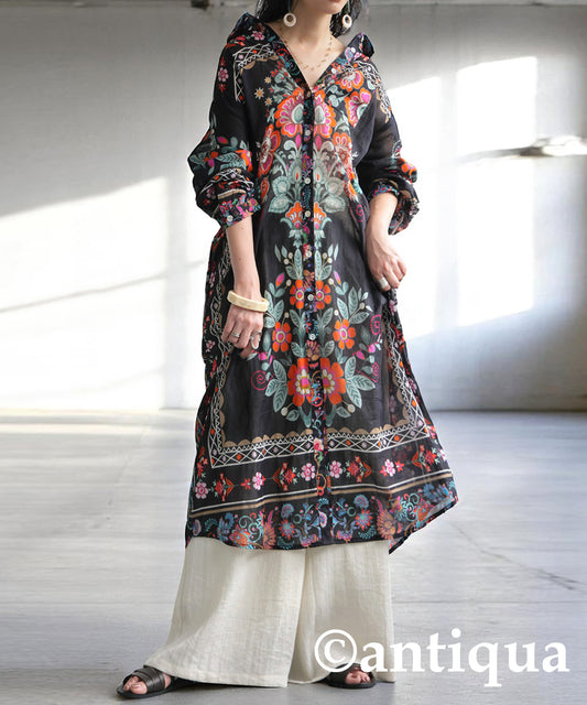 Ladies Floral Print Shirt Dress