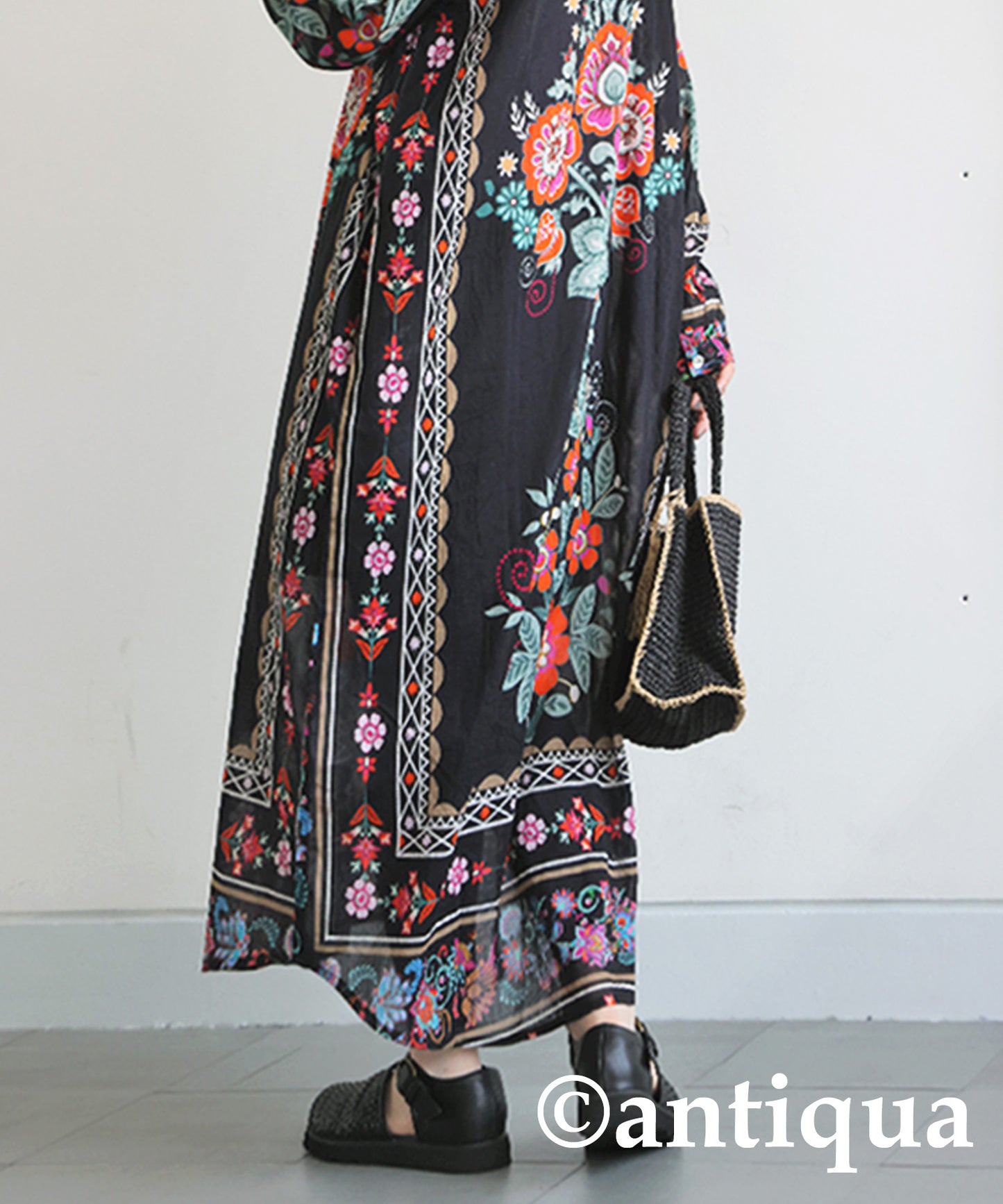 Ladies Floral Print Shirt Dress