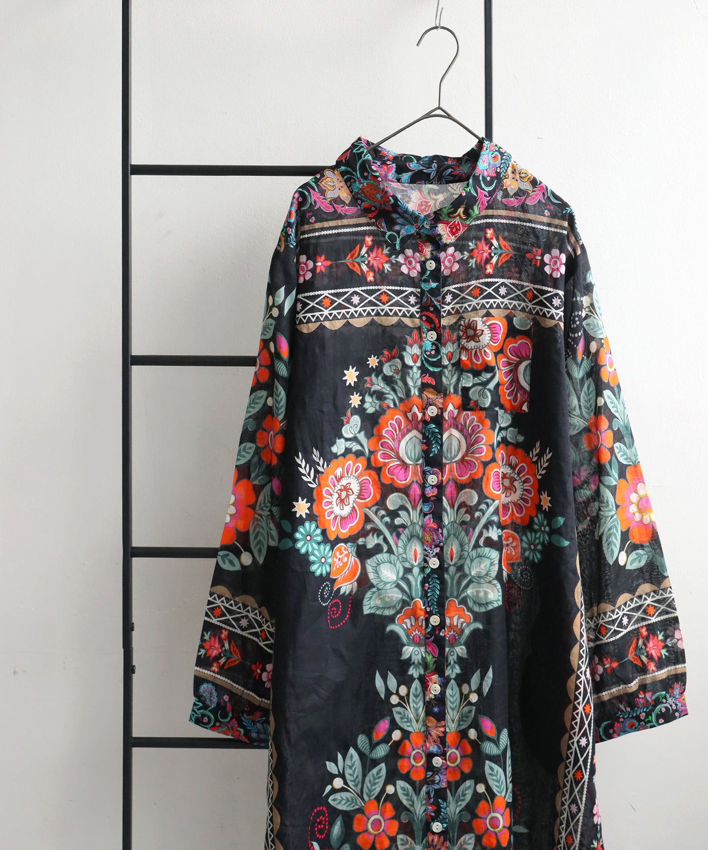 Ladies Floral Print Shirt Dress