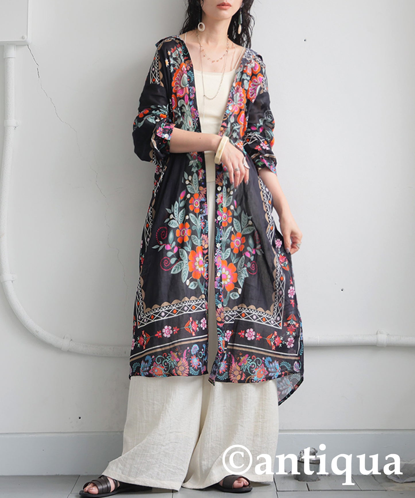 Ladies Floral Print Shirt Dress