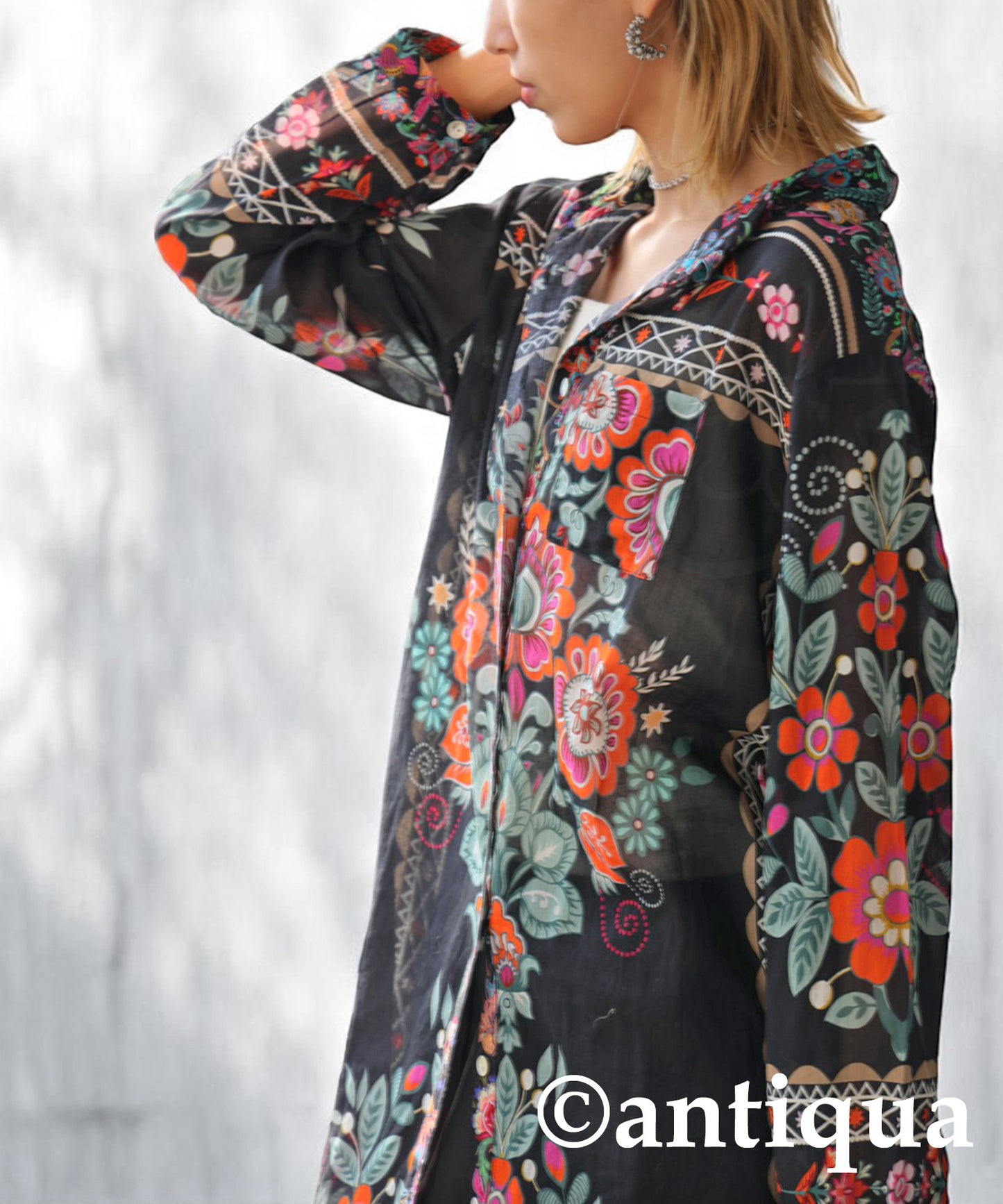 Ladies Floral Print Shirt Dress