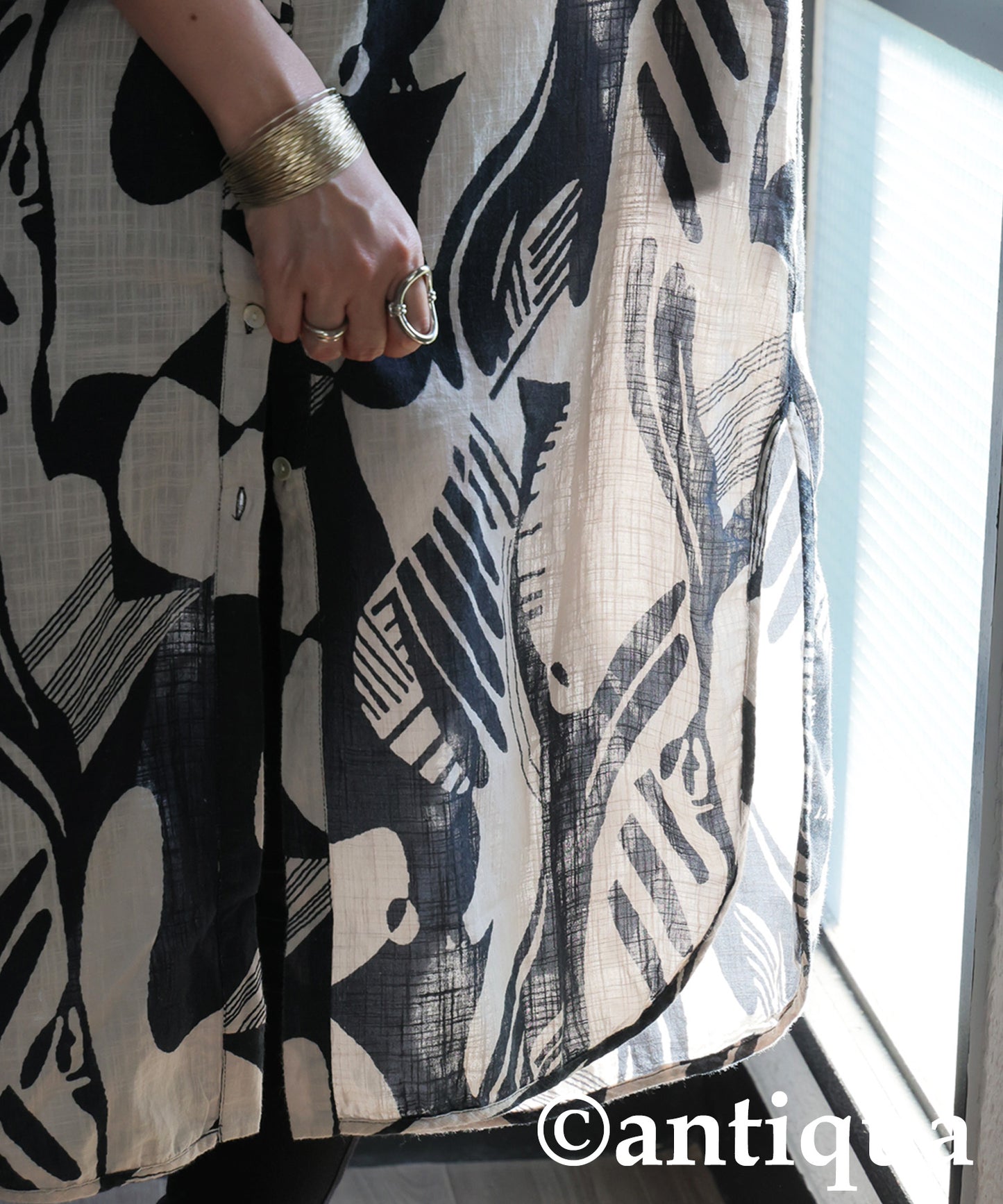 Ladies Monotone Pattern Shirt Dress