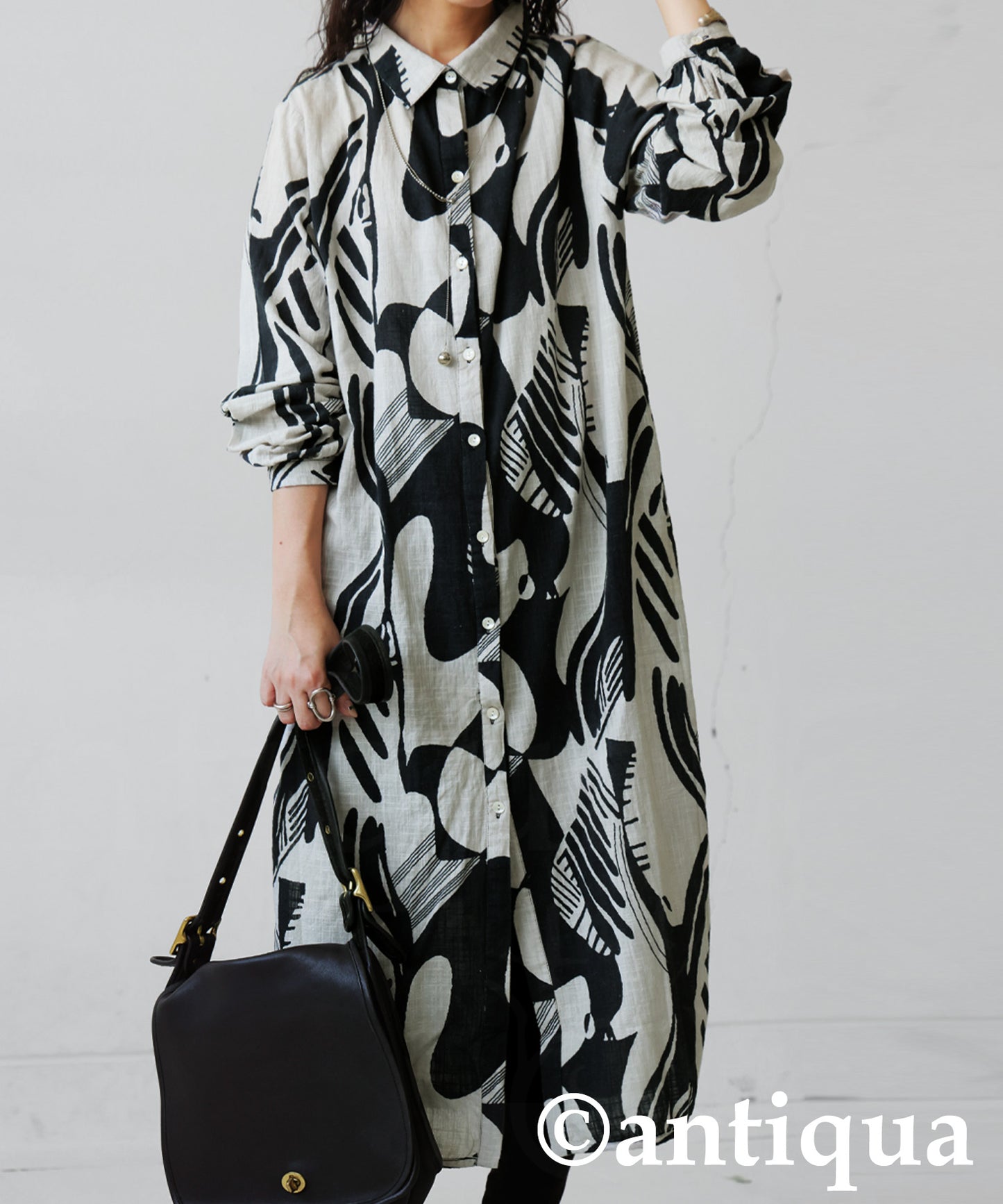 Ladies Monotone Pattern Shirt Dress