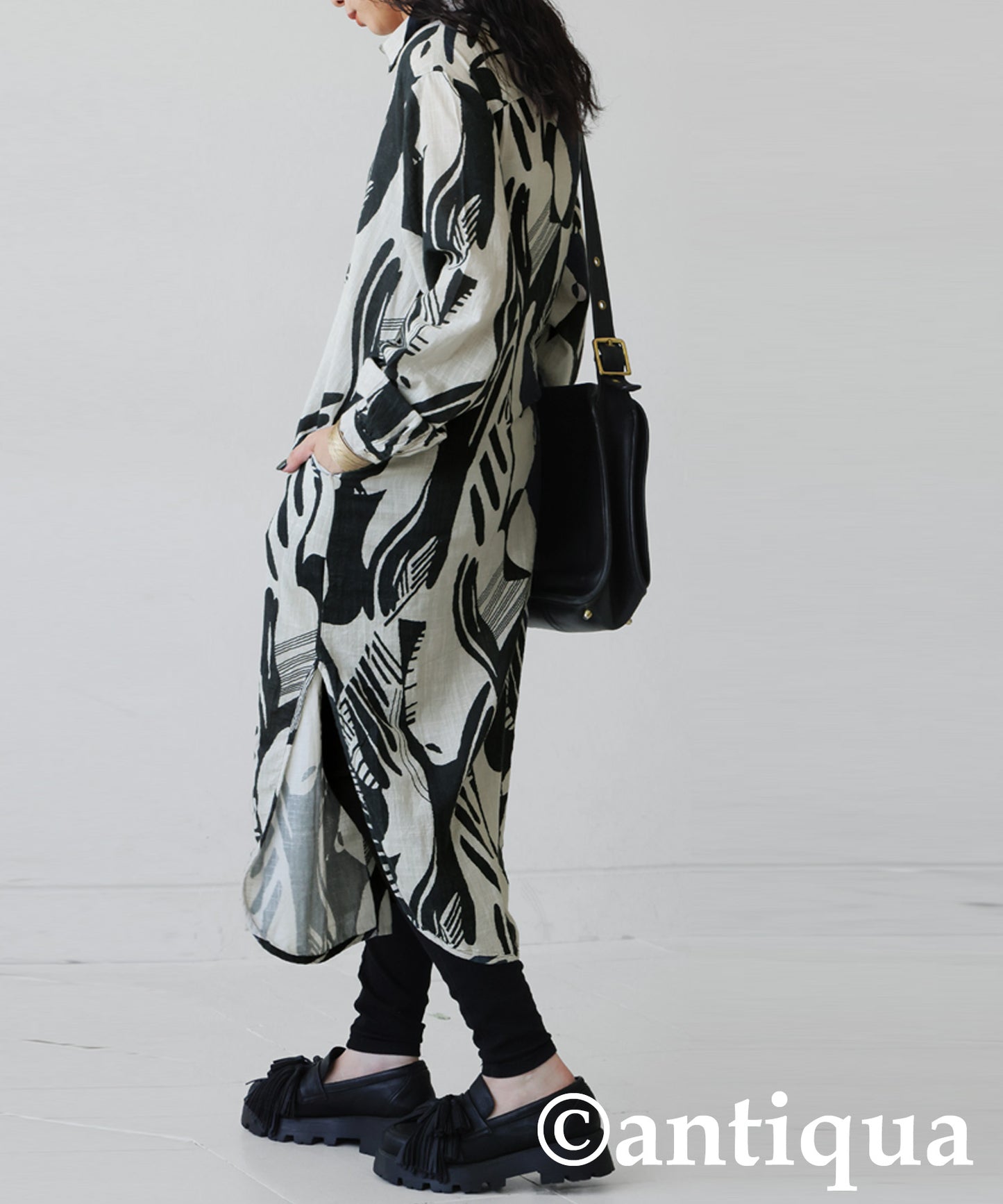 Ladies Monotone Pattern Shirt Dress