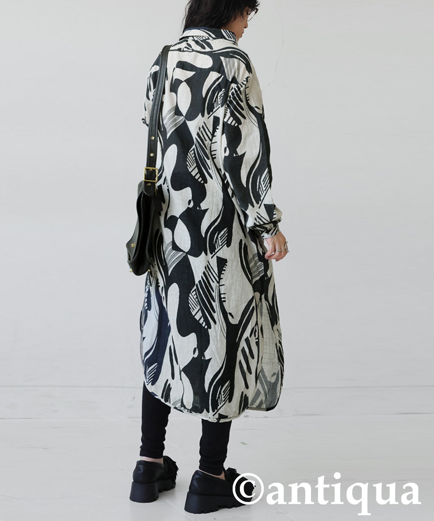 Ladies Monotone Pattern Shirt Dress