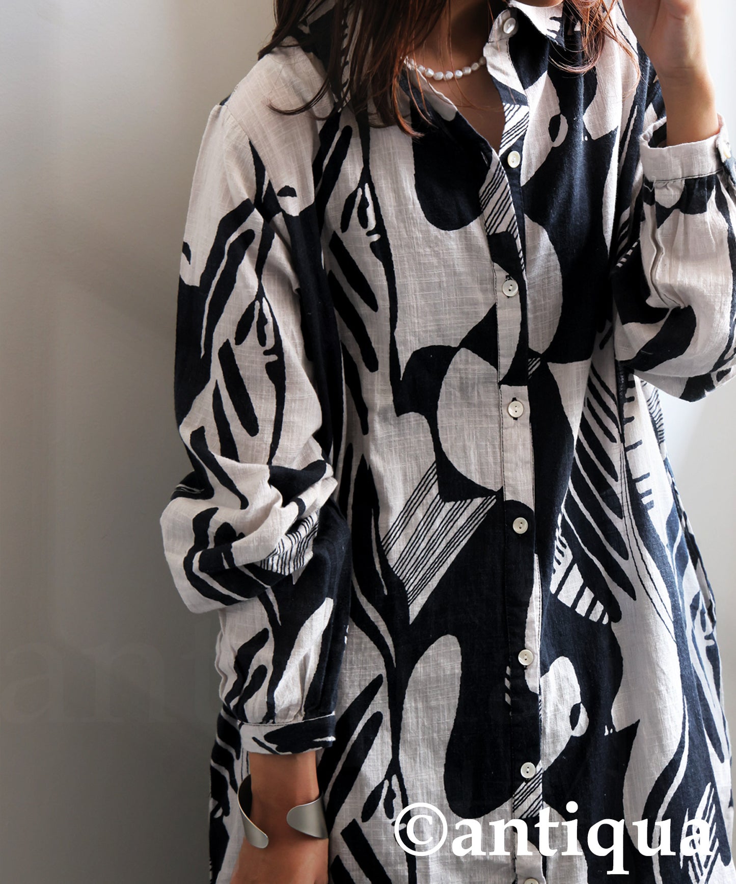 Ladies Monotone Pattern Shirt Dress