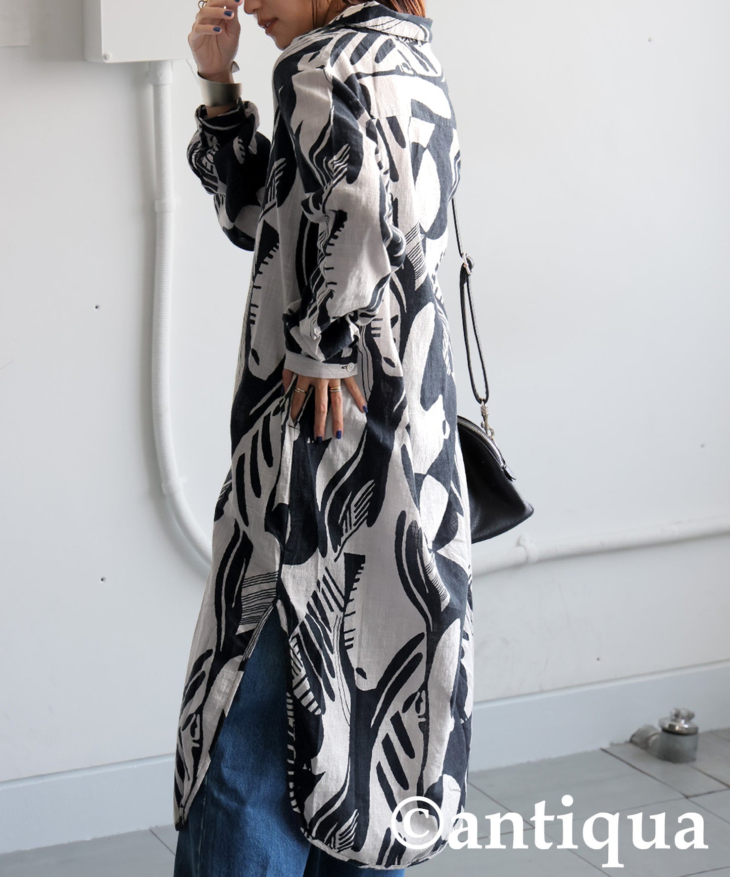 Ladies Monotone Pattern Shirt Dress