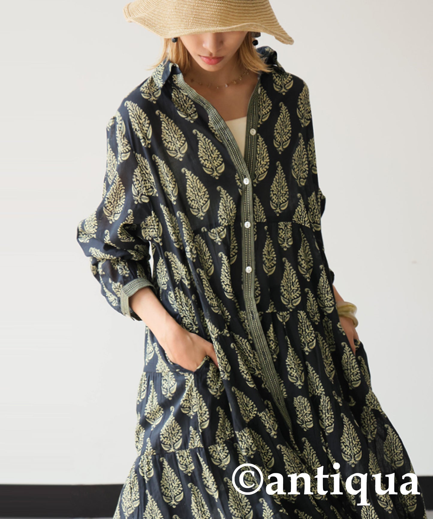Ladies Botanical Print Shirt Dress