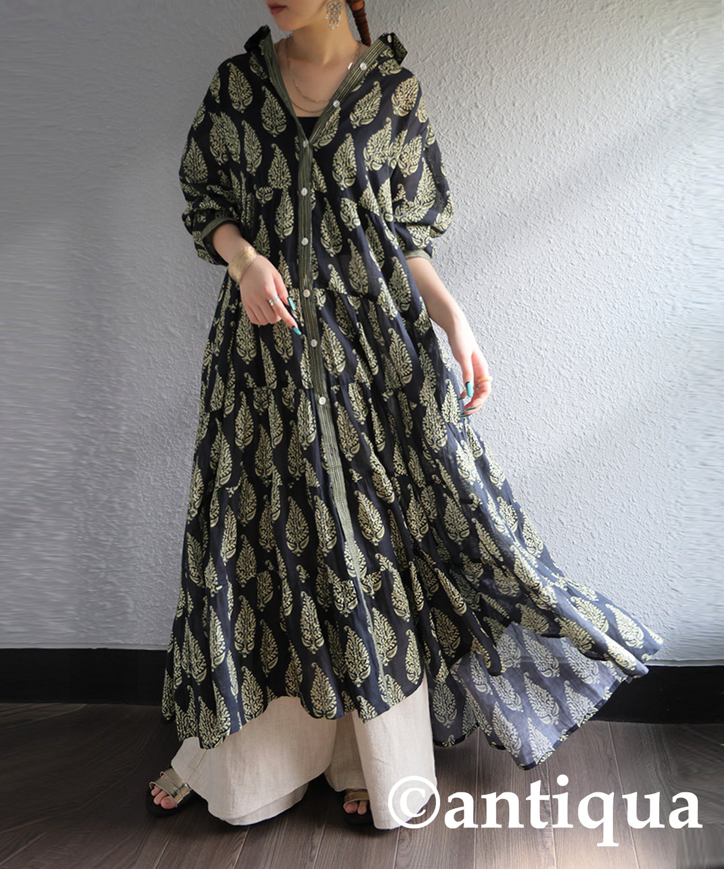 Ladies Botanical Print Shirt Dress