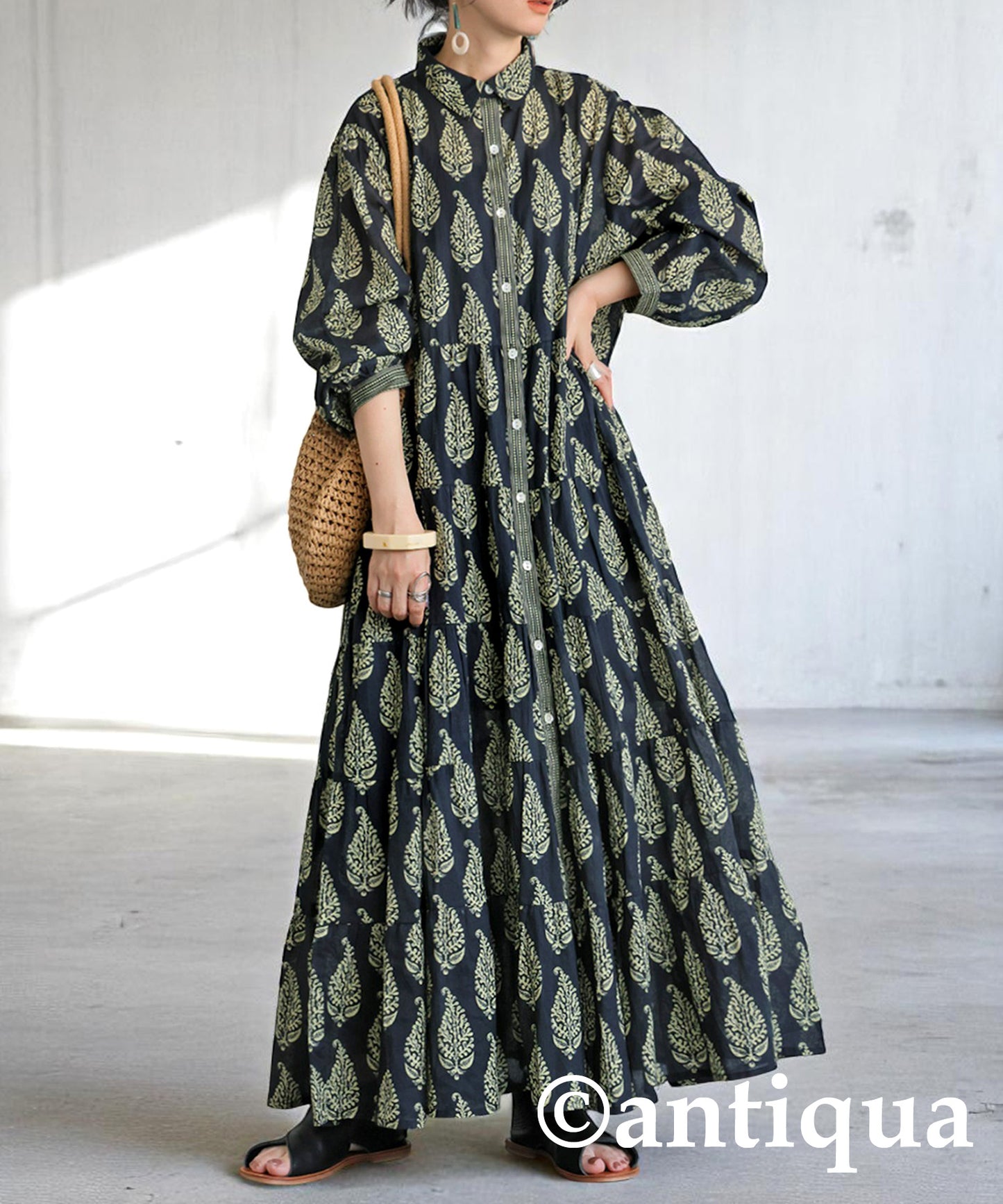 Ladies Botanical Print Shirt Dress