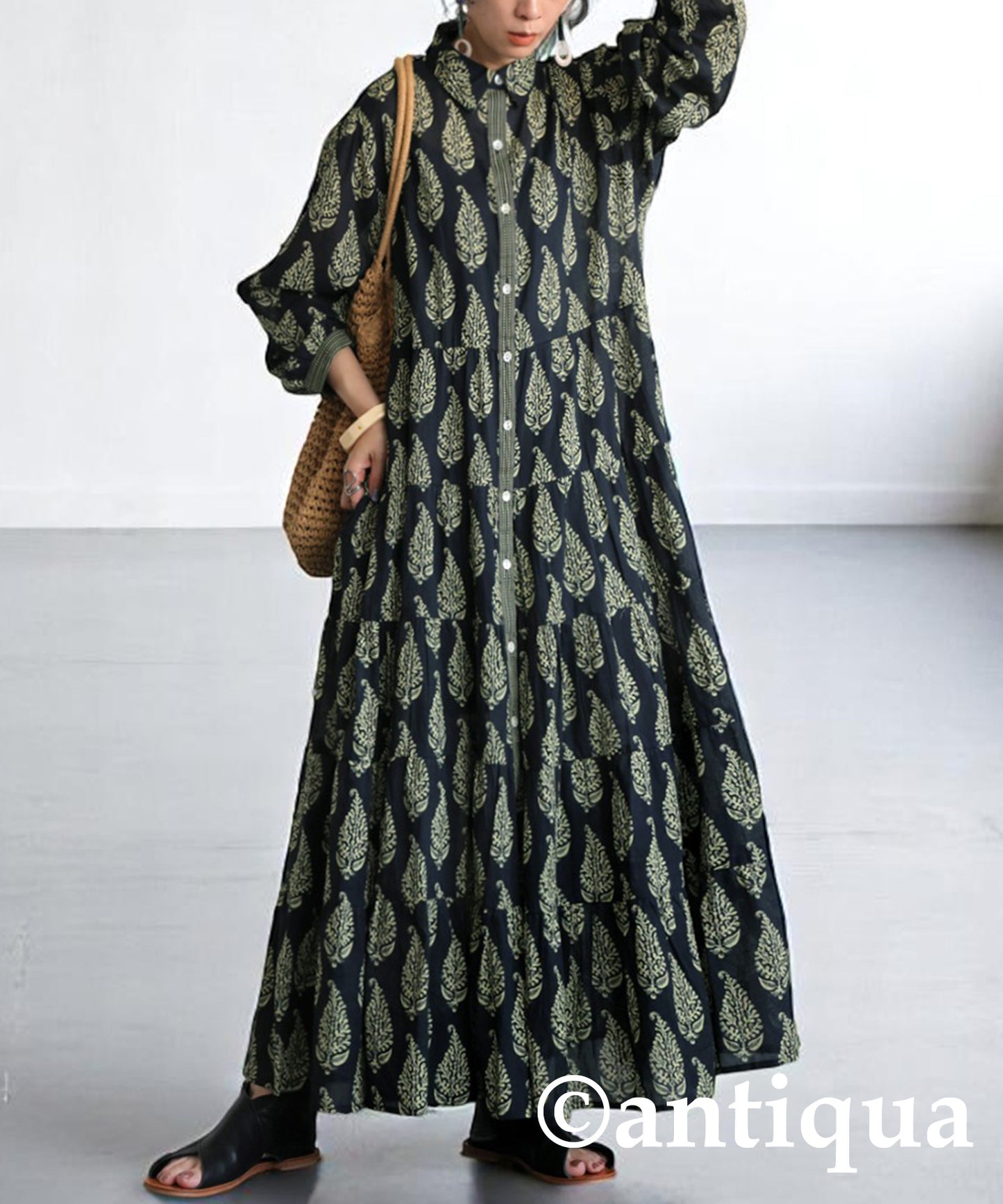 Ladies Botanical Print Shirt Dress