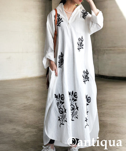 Ladies Embroidered Shirt Dress