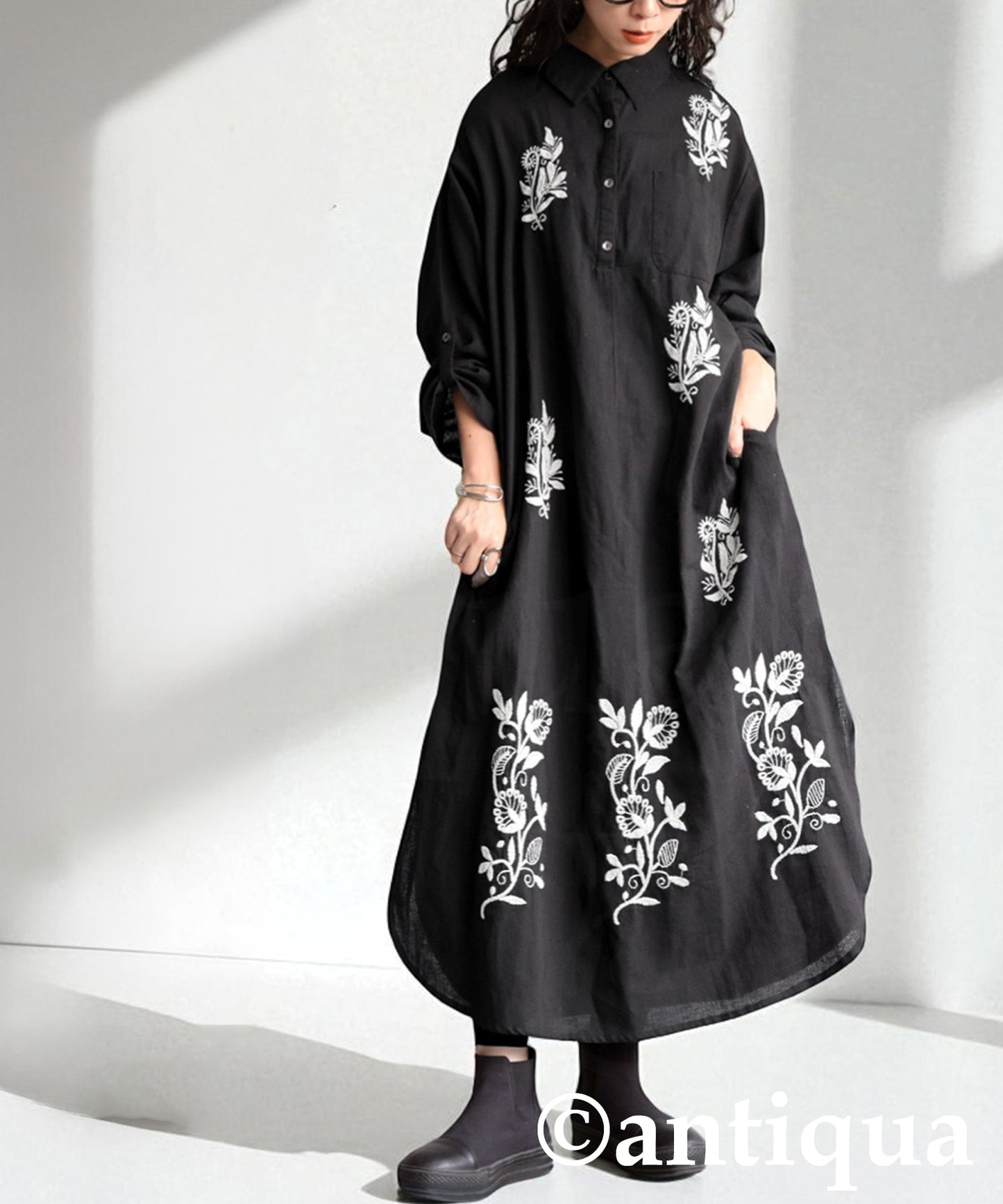 Ladies Embroidered Shirt Dress