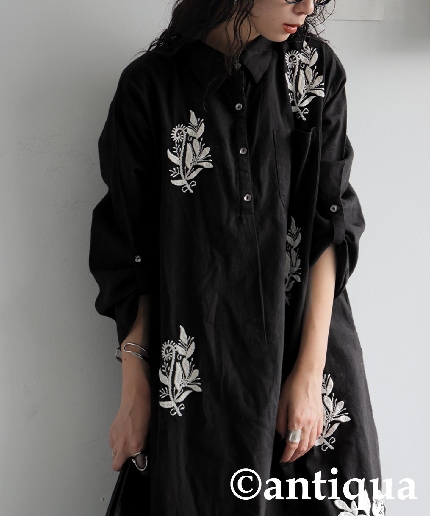 Ladies Embroidered Shirt Dress