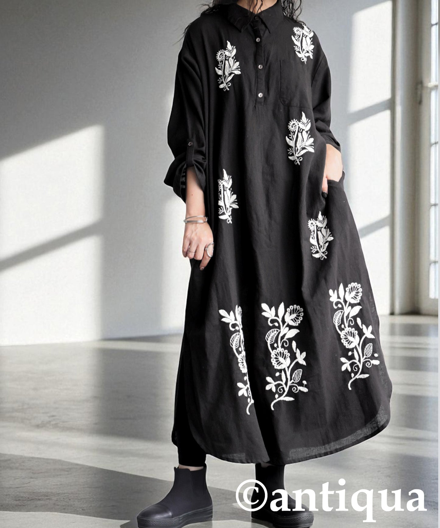 Ladies Embroidered Shirt Dress