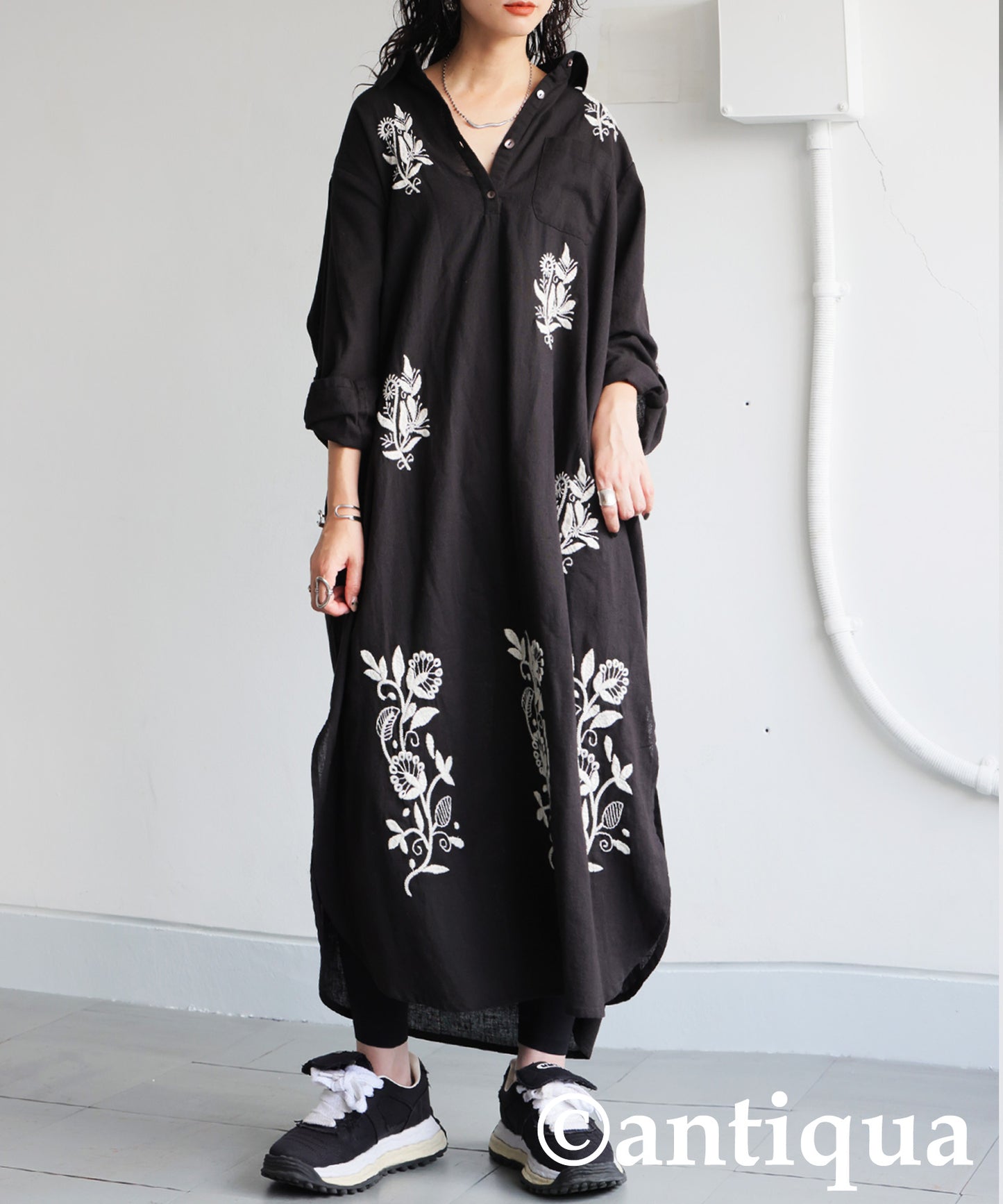 Ladies Embroidered Shirt Dress