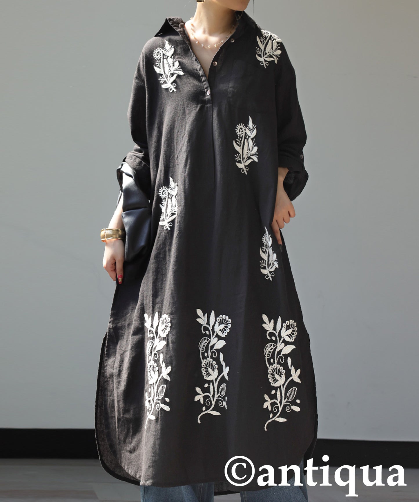 Ladies Embroidered Shirt Dress