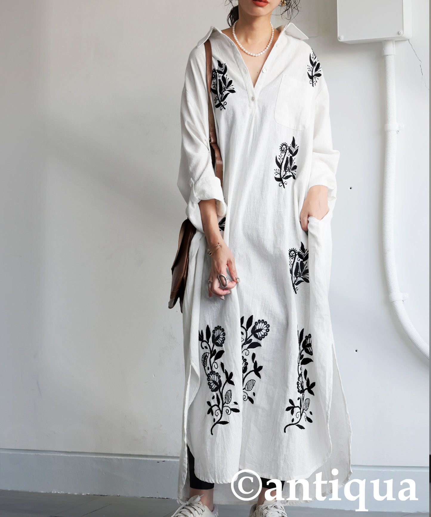 Ladies Embroidered Shirt Dress