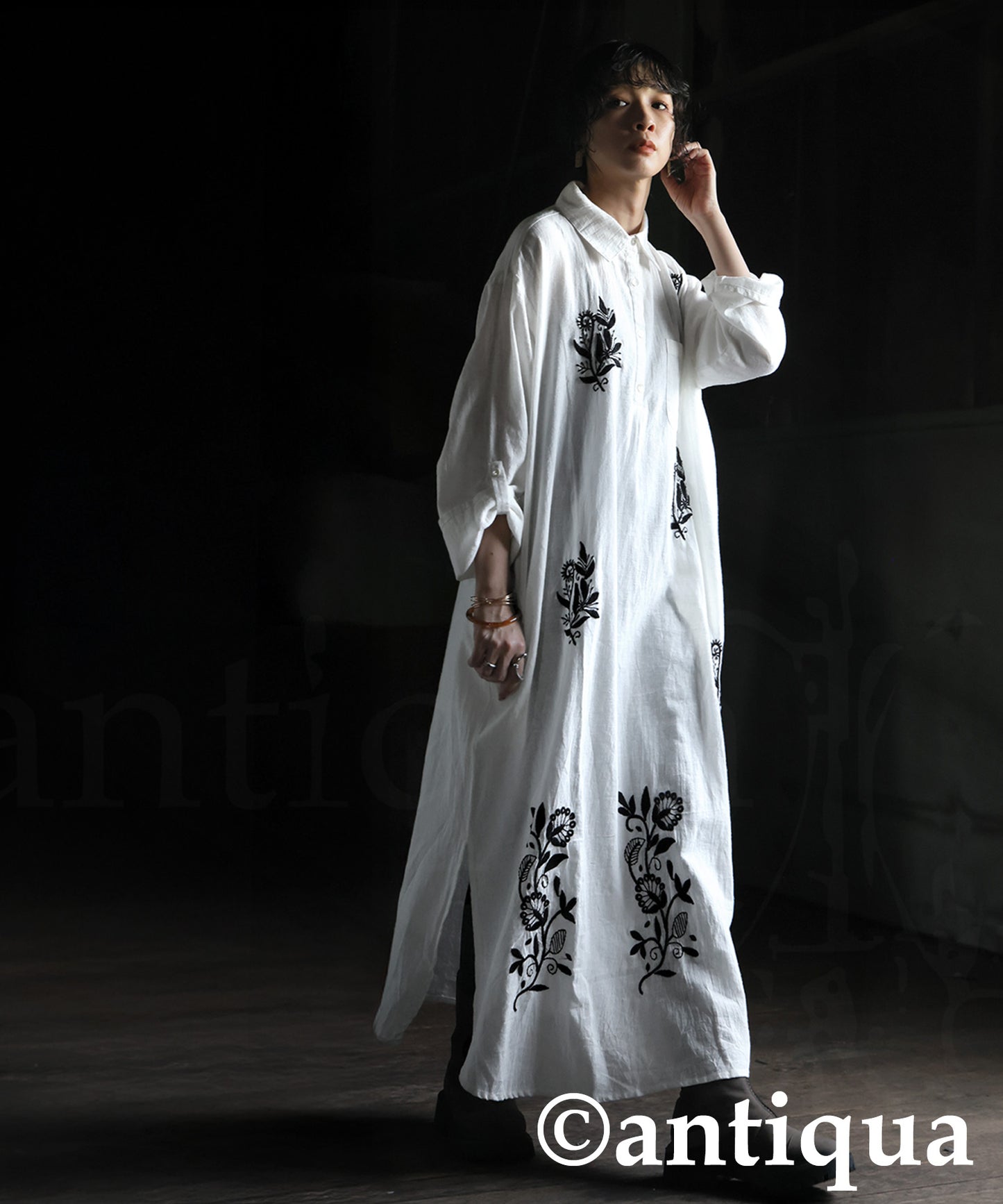 Ladies Embroidered Shirt Dress