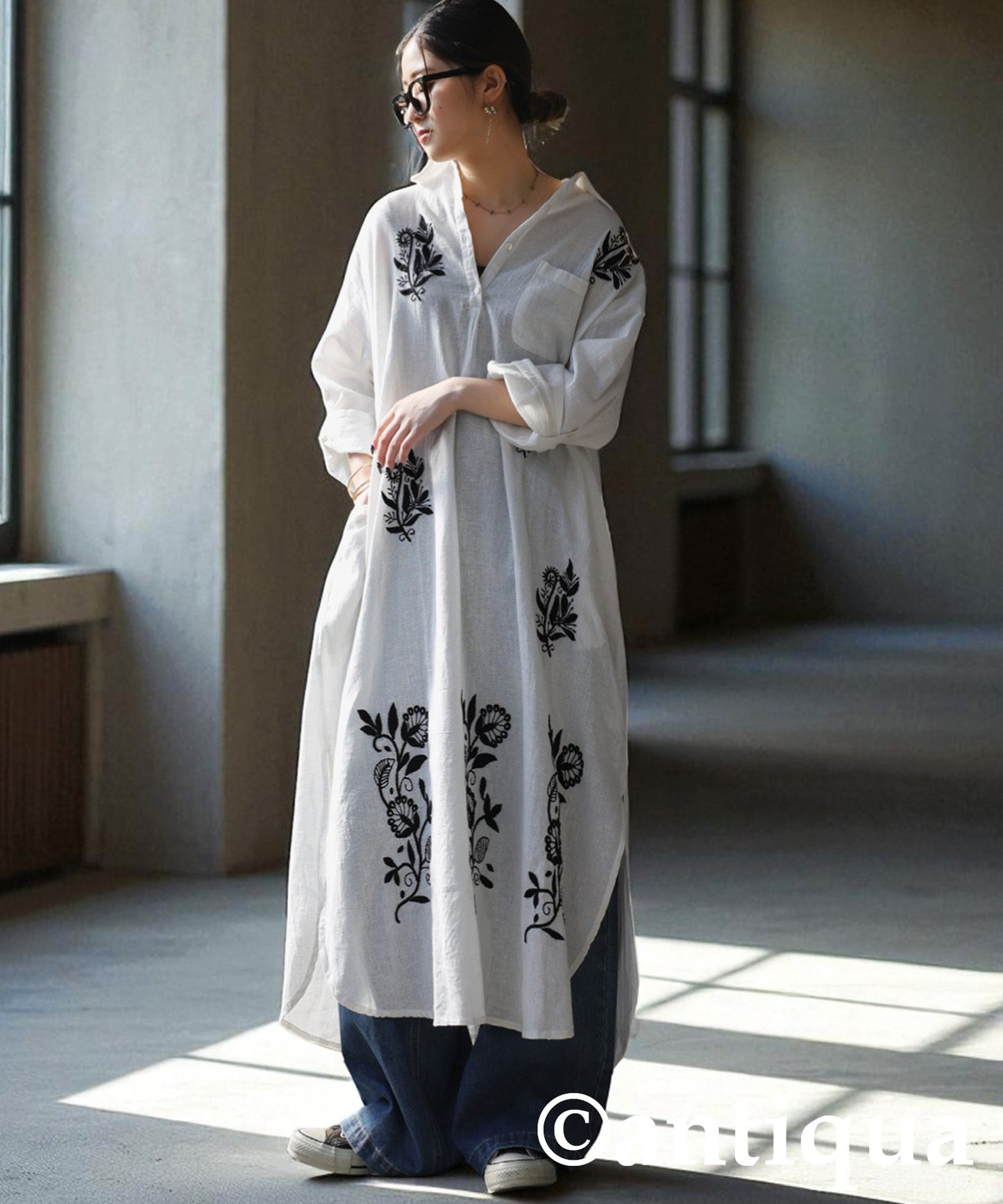 Ladies Embroidered Shirt Dress
