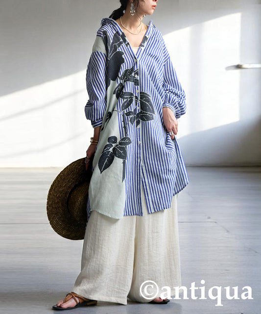 Ladies Asymmetrical Botanical Shirt Dress