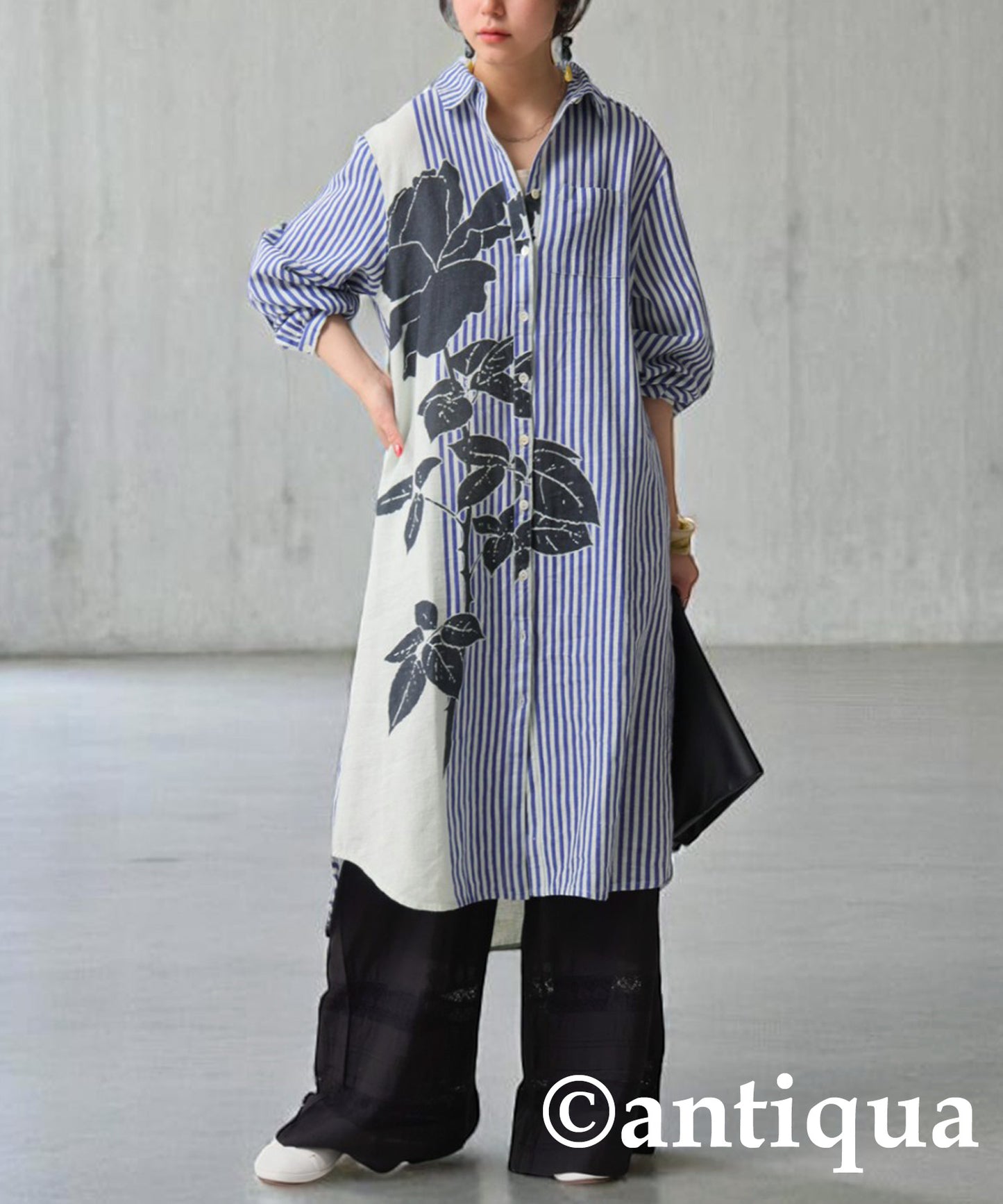 Ladies Asymmetrical Botanical Shirt Dress