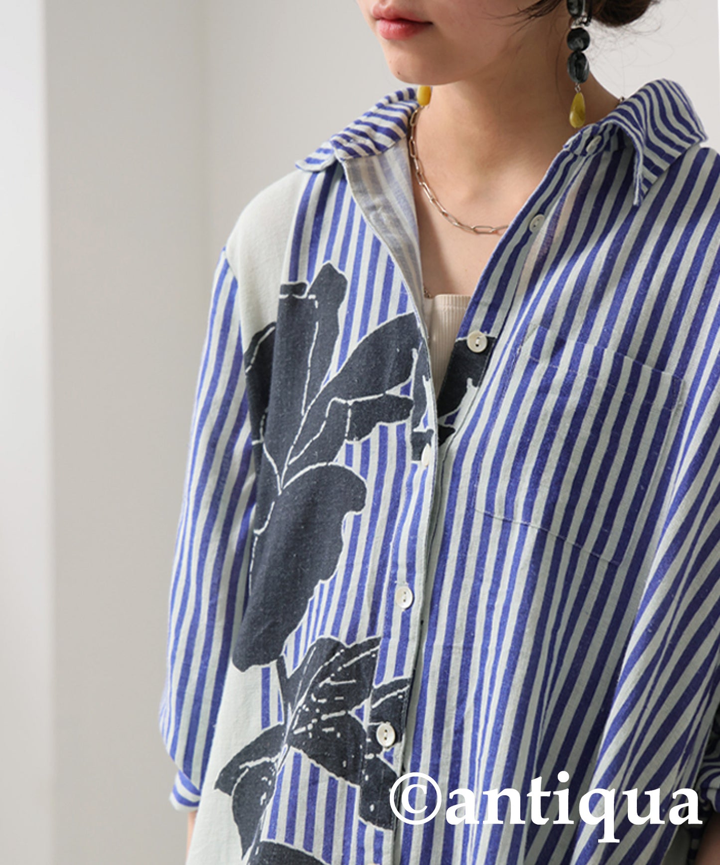 Ladies Asymmetrical Botanical Shirt Dress