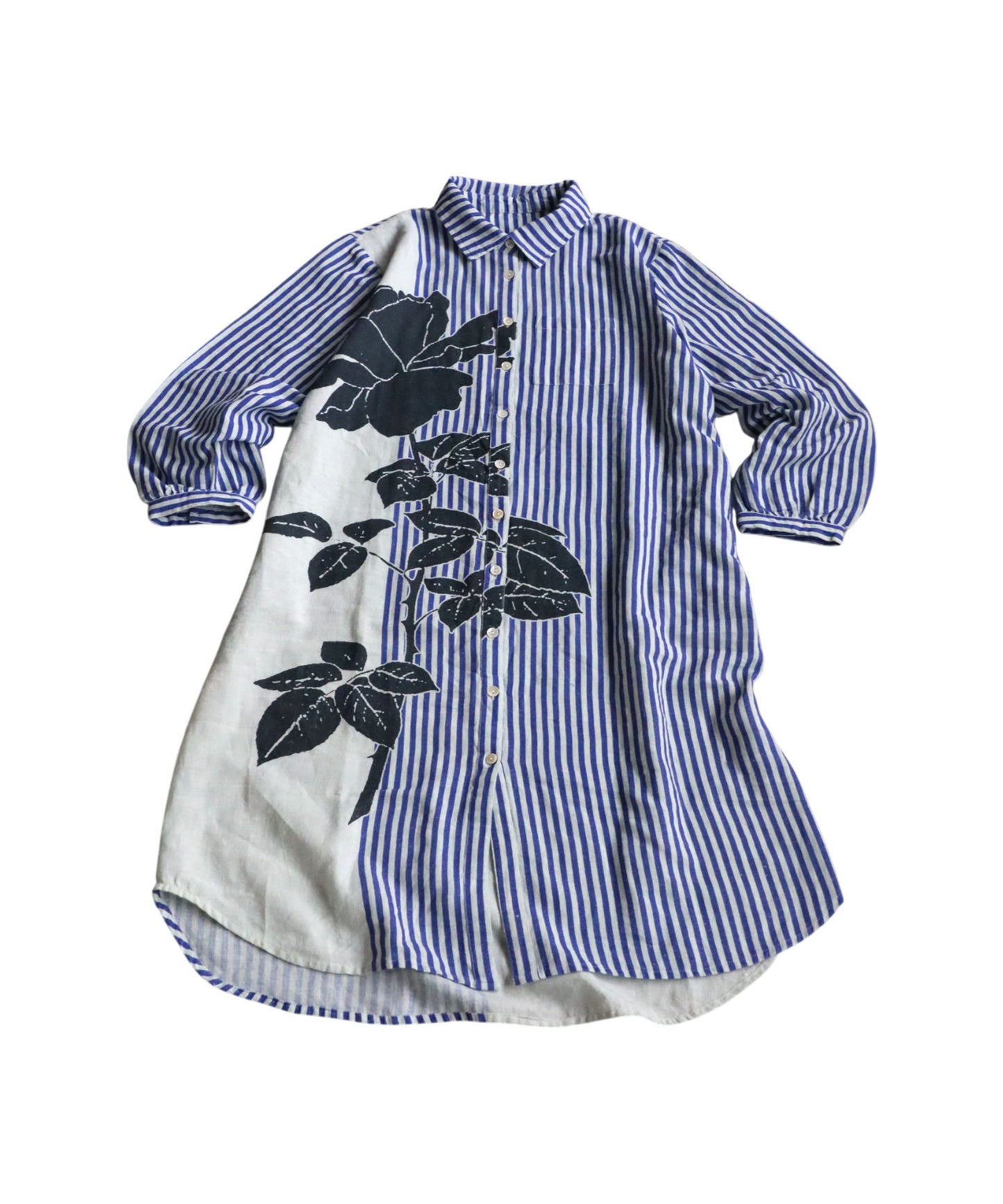 Ladies Asymmetrical Botanical Shirt Dress