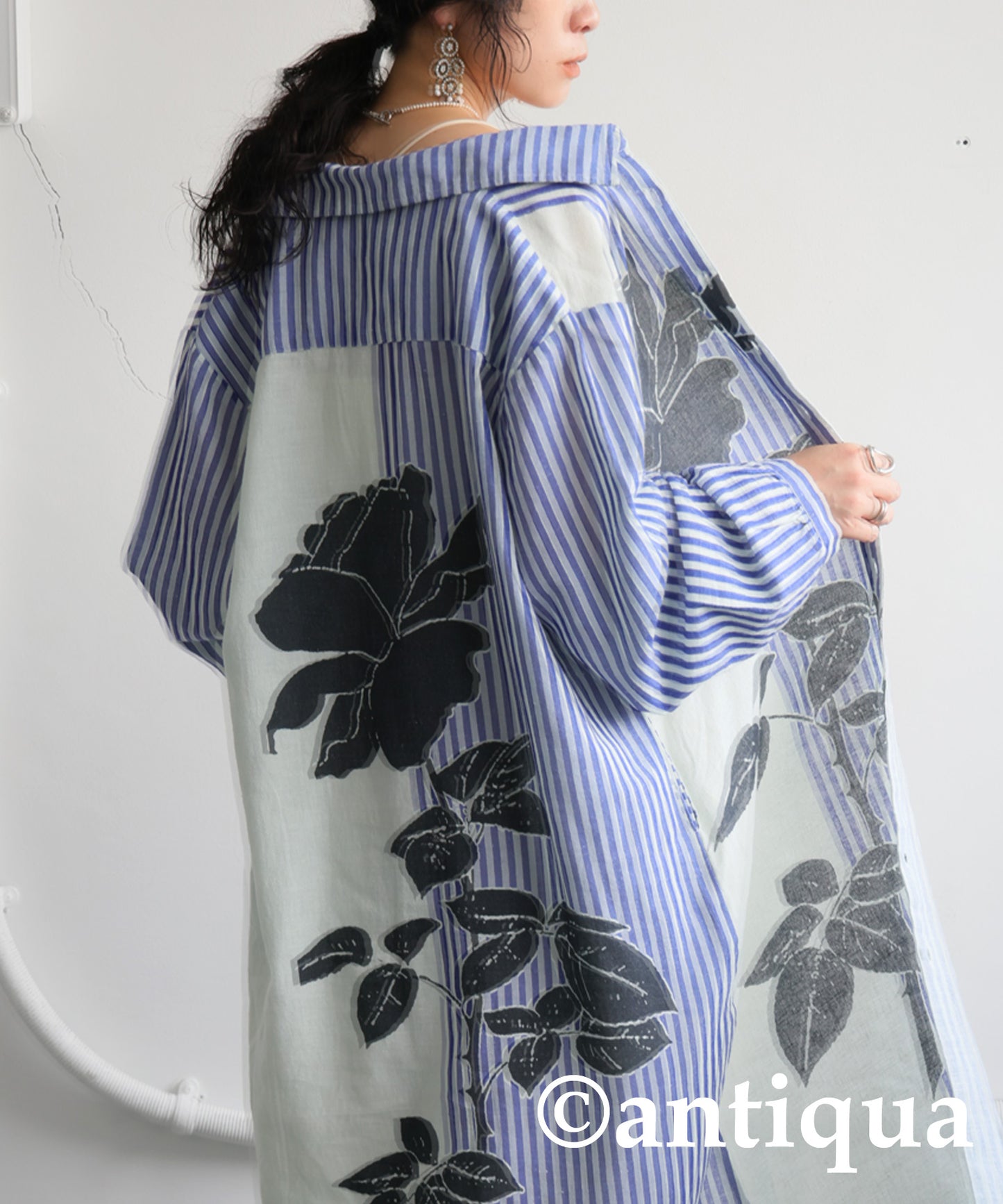 Ladies Asymmetrical Botanical Shirt Dress