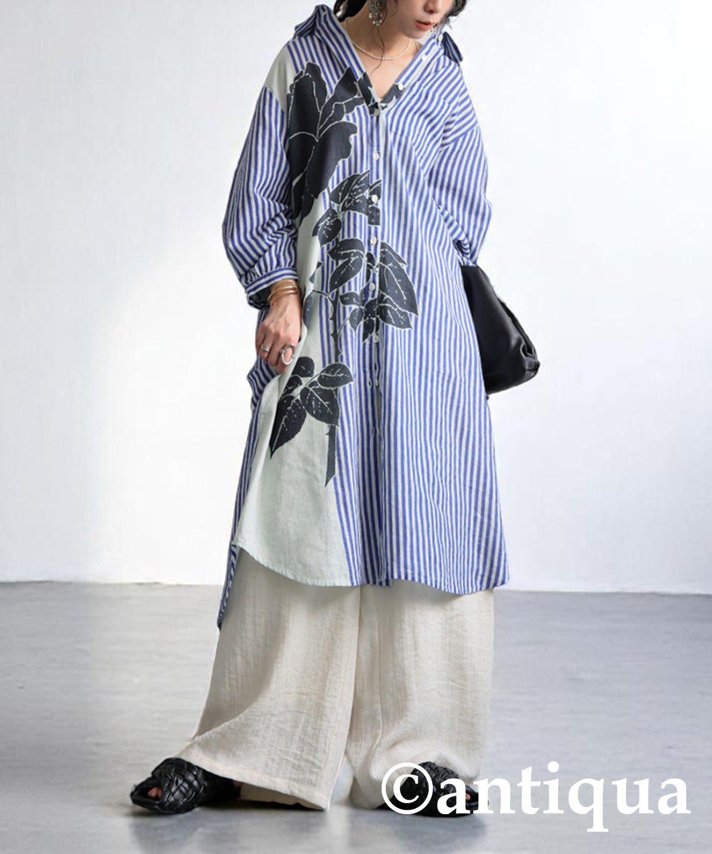 Ladies Asymmetrical Botanical Shirt Dress