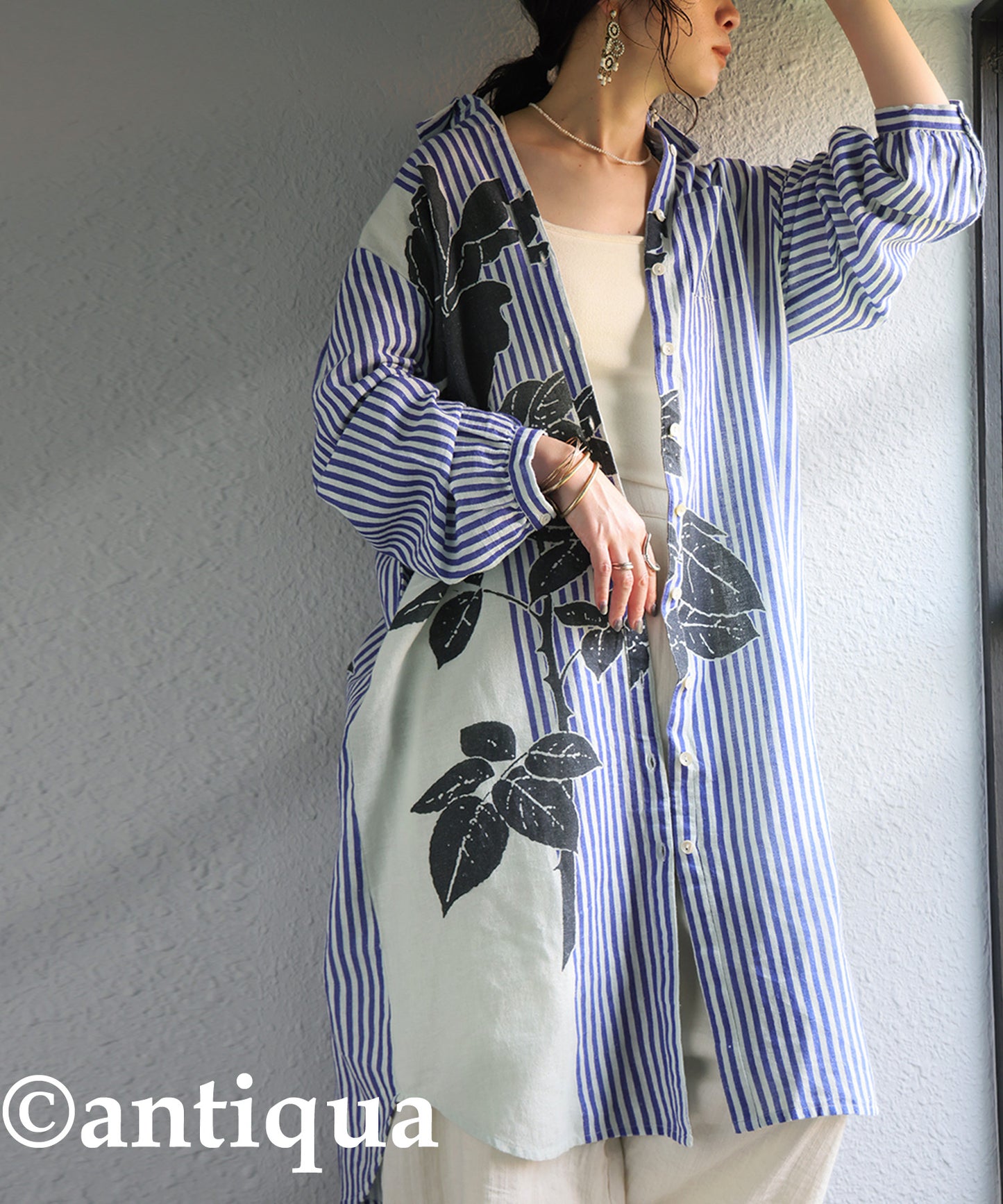 Ladies Asymmetrical Botanical Shirt Dress