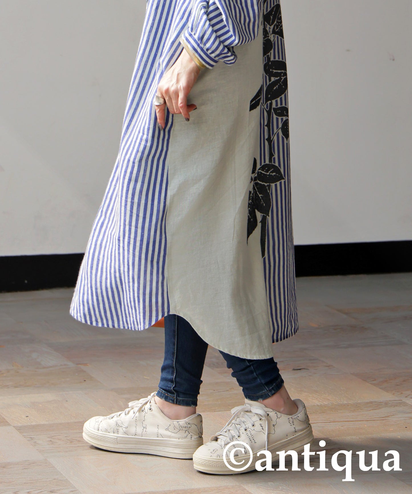 Ladies Asymmetrical Botanical Shirt Dress