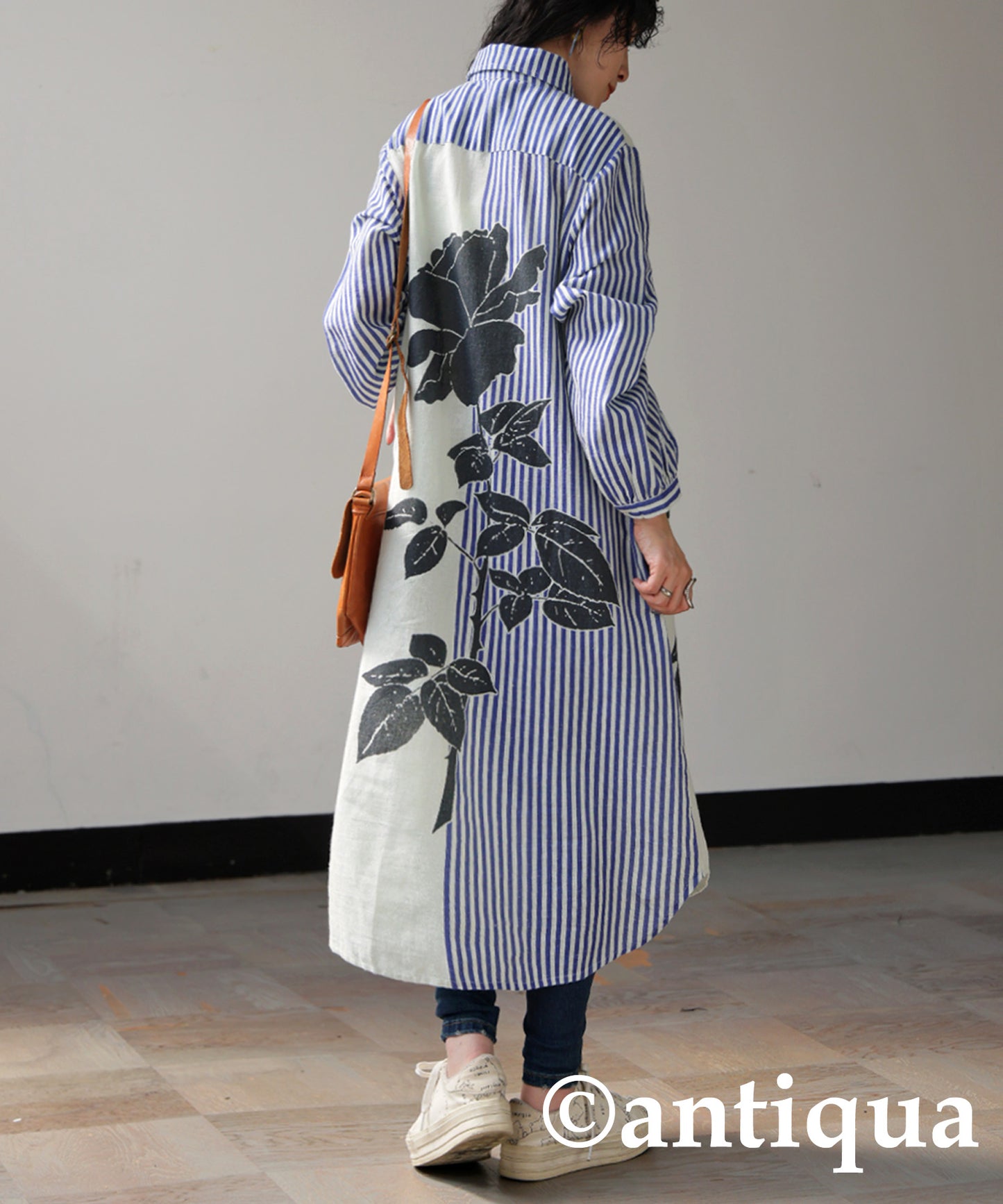 Ladies Asymmetrical Botanical Shirt Dress