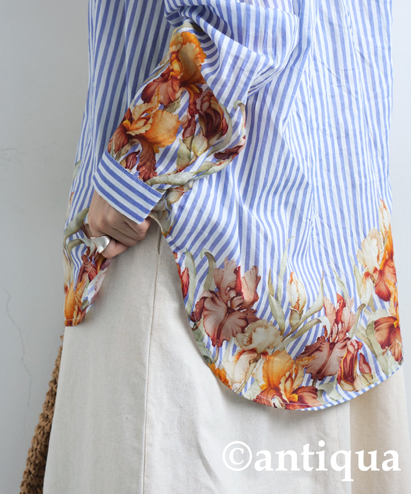 Ladies Floral Striped Shirt