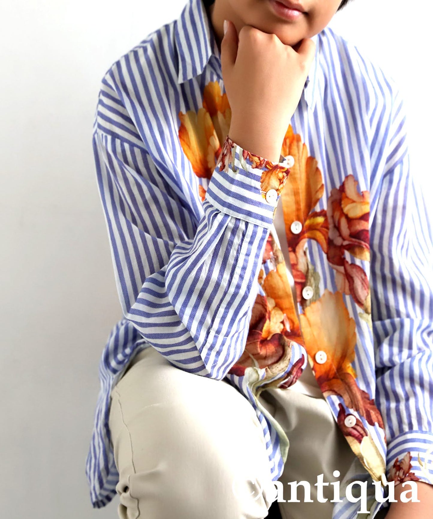 Junior Floral Striped Shirt