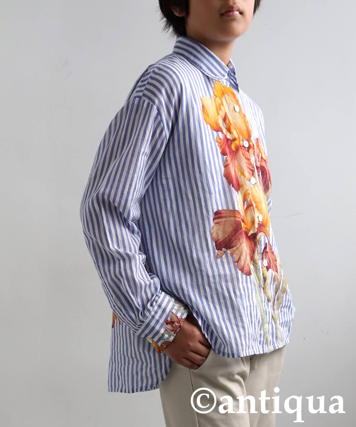 Junior Floral Striped Shirt