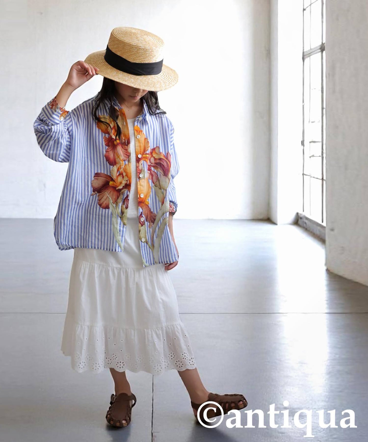 Junior Floral Striped Shirt