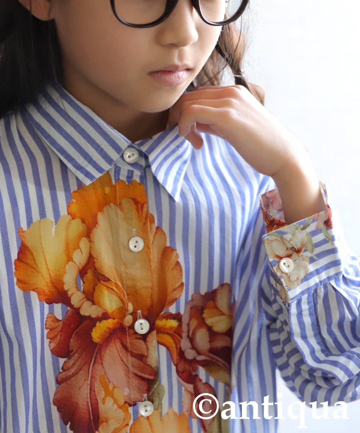 Junior Floral Striped Shirt