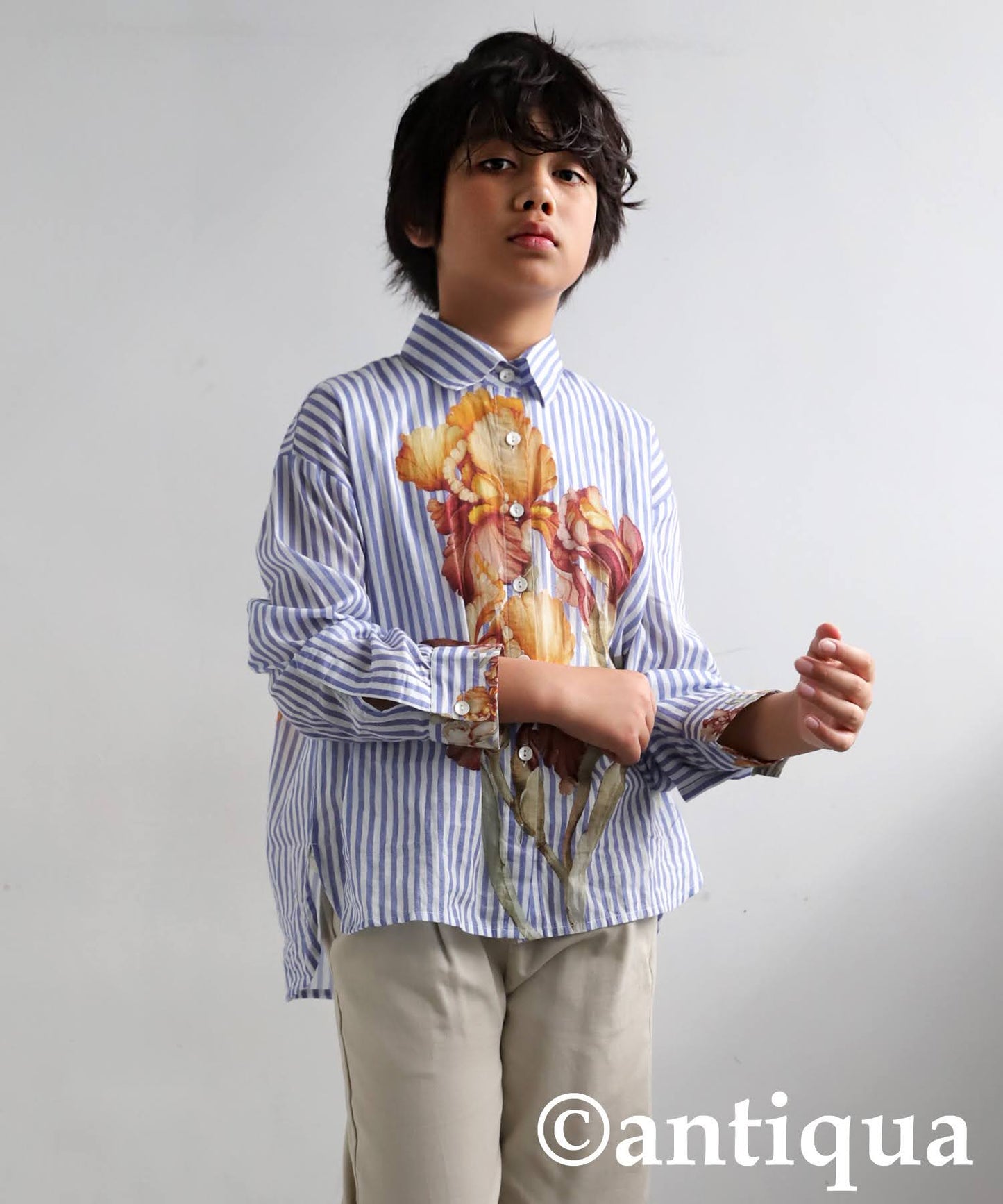 Junior Floral Striped Shirt