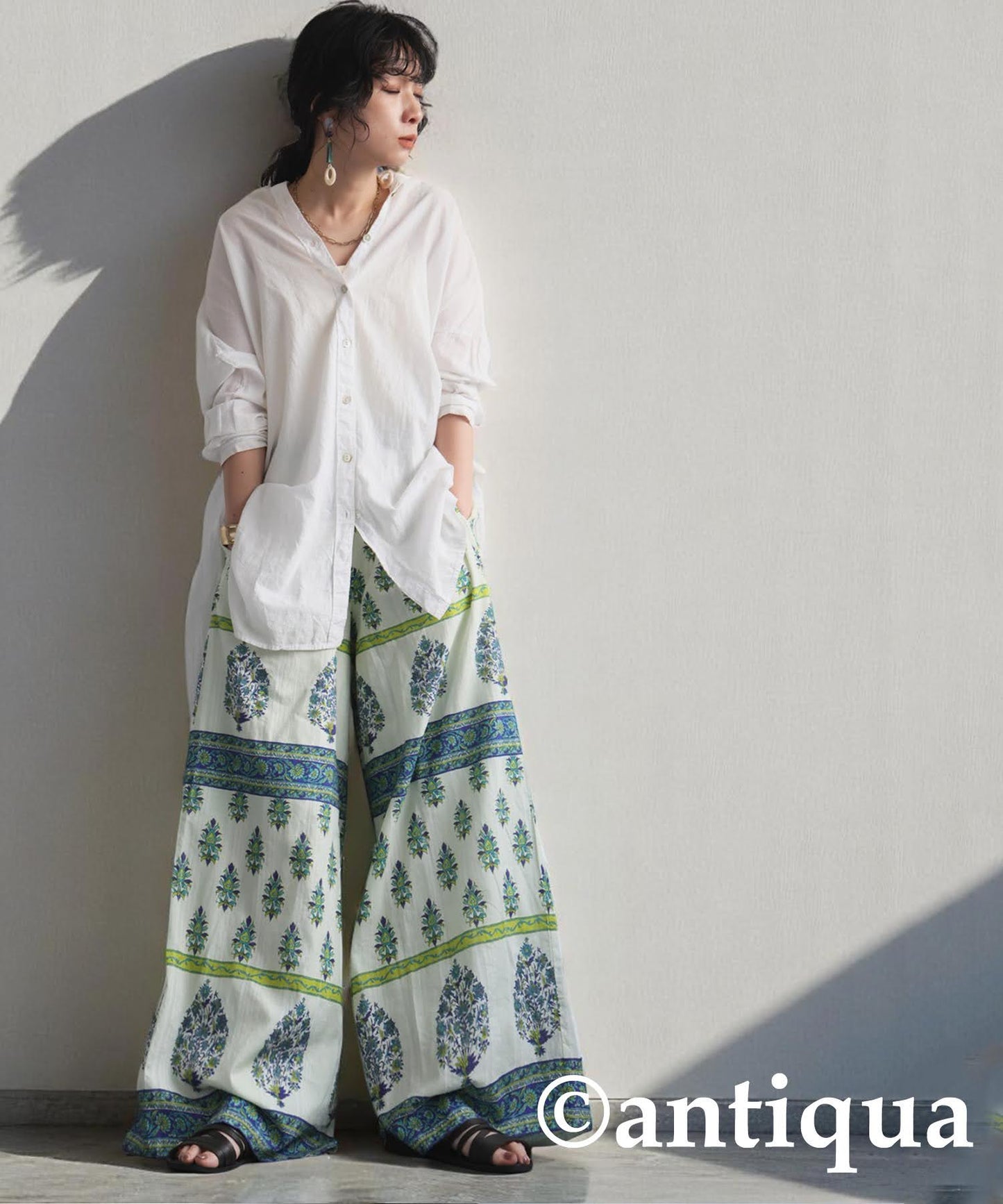 Ladies Botanical Pattern Indian Cotton Pants