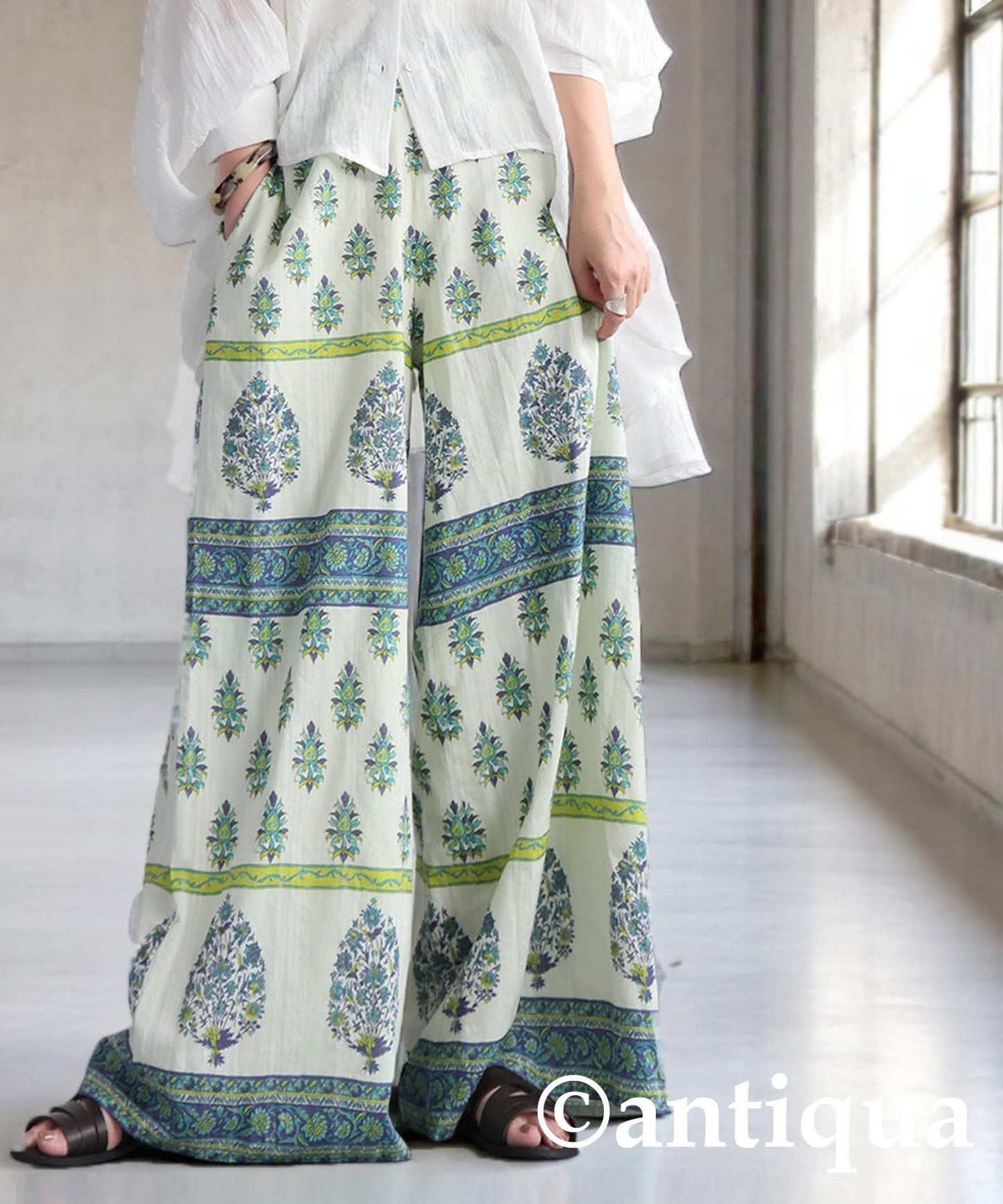 Ladies Botanical Pattern Indian Cotton Pants
