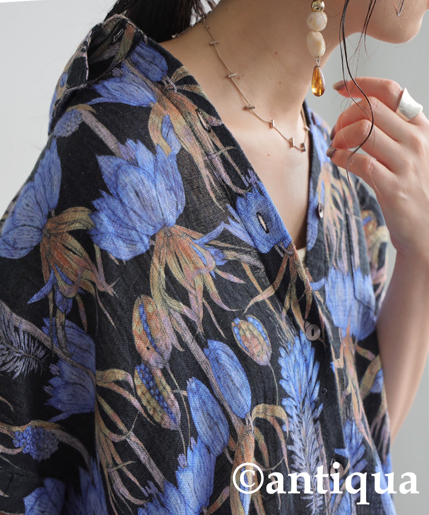 Ladies Floral Print Shirt Dress