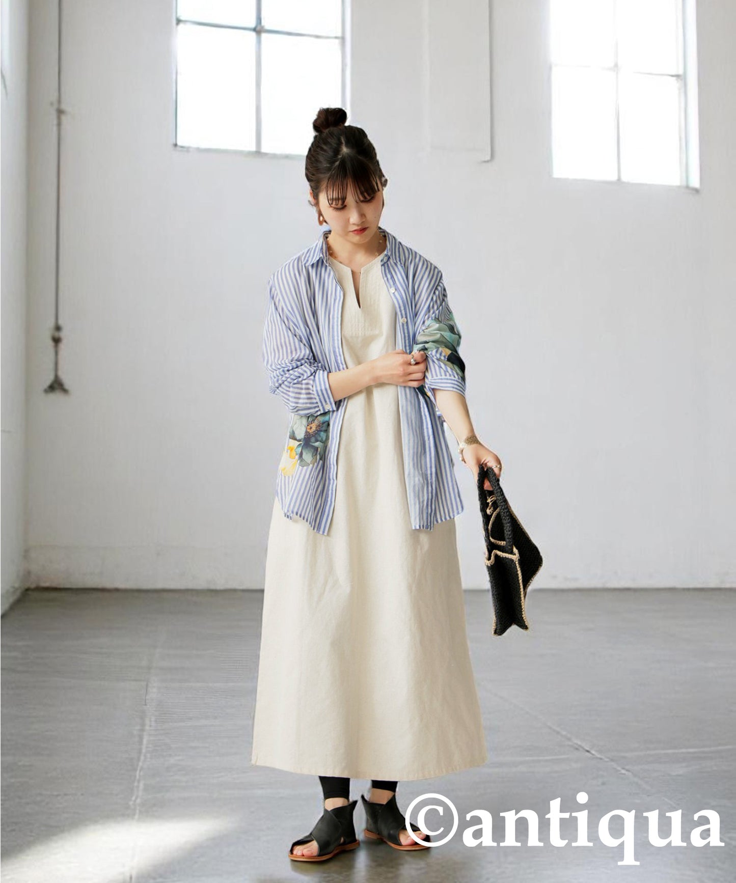 Ladies Floral Striped Shirt