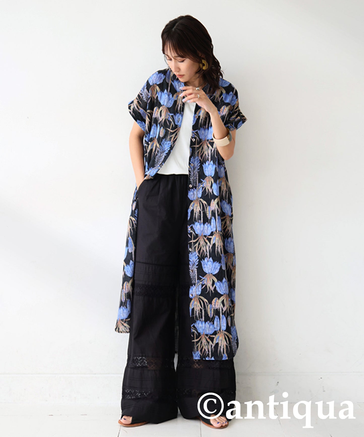 Ladies Floral Print Shirt Dress